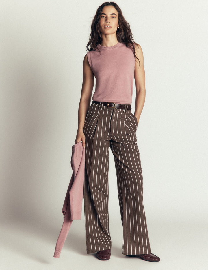 Belgravia Twill Trousers-Brown Stripe