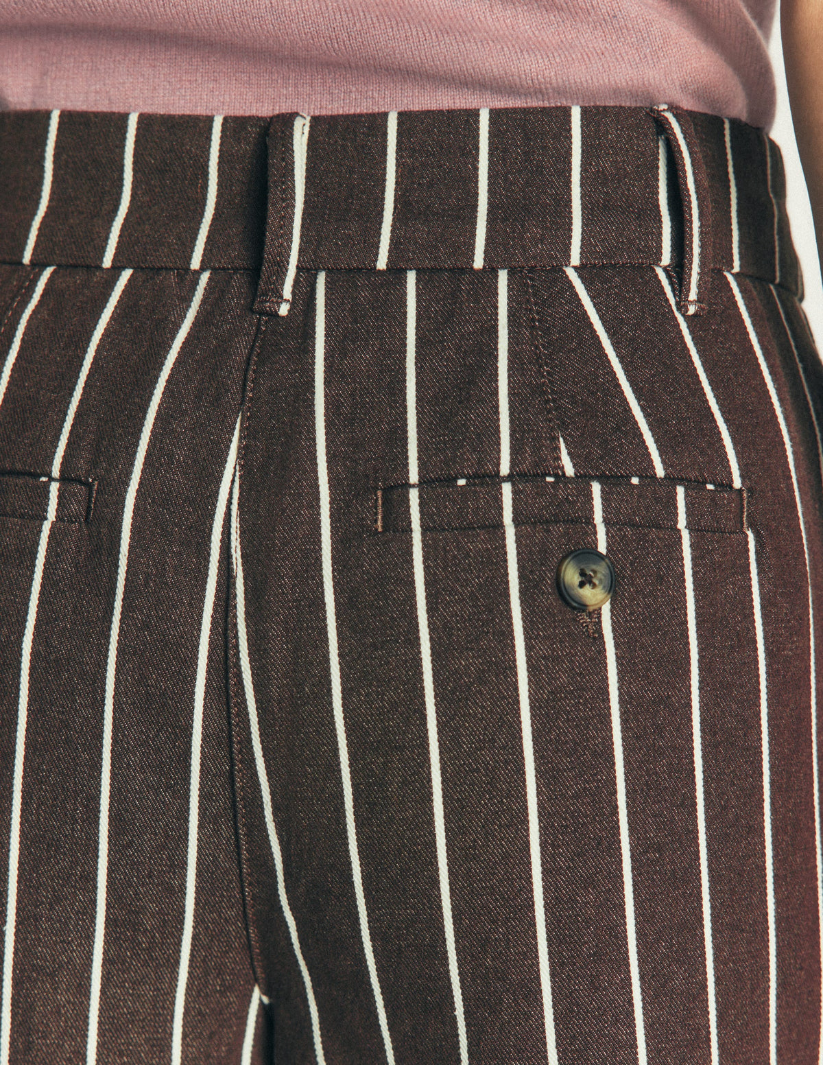 Pantalon Belgravia en sergé-Rayé marron - Image 5