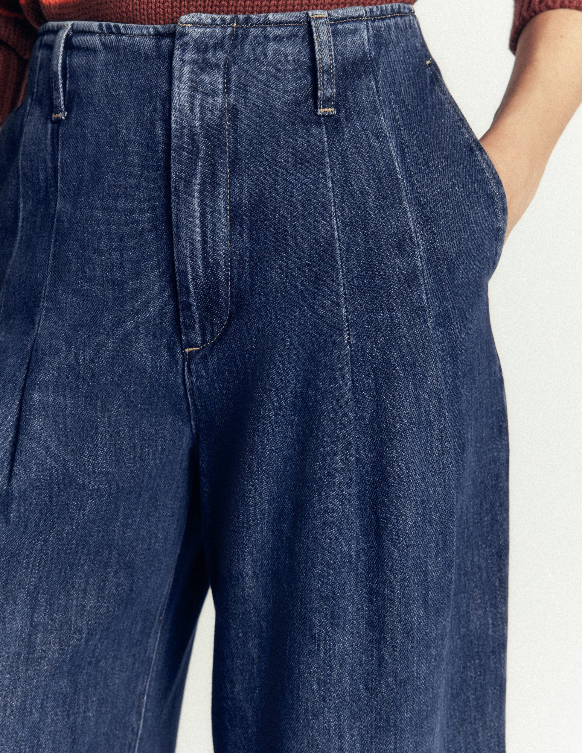 Jean large Mayfair à plis-Vintage moyen-2