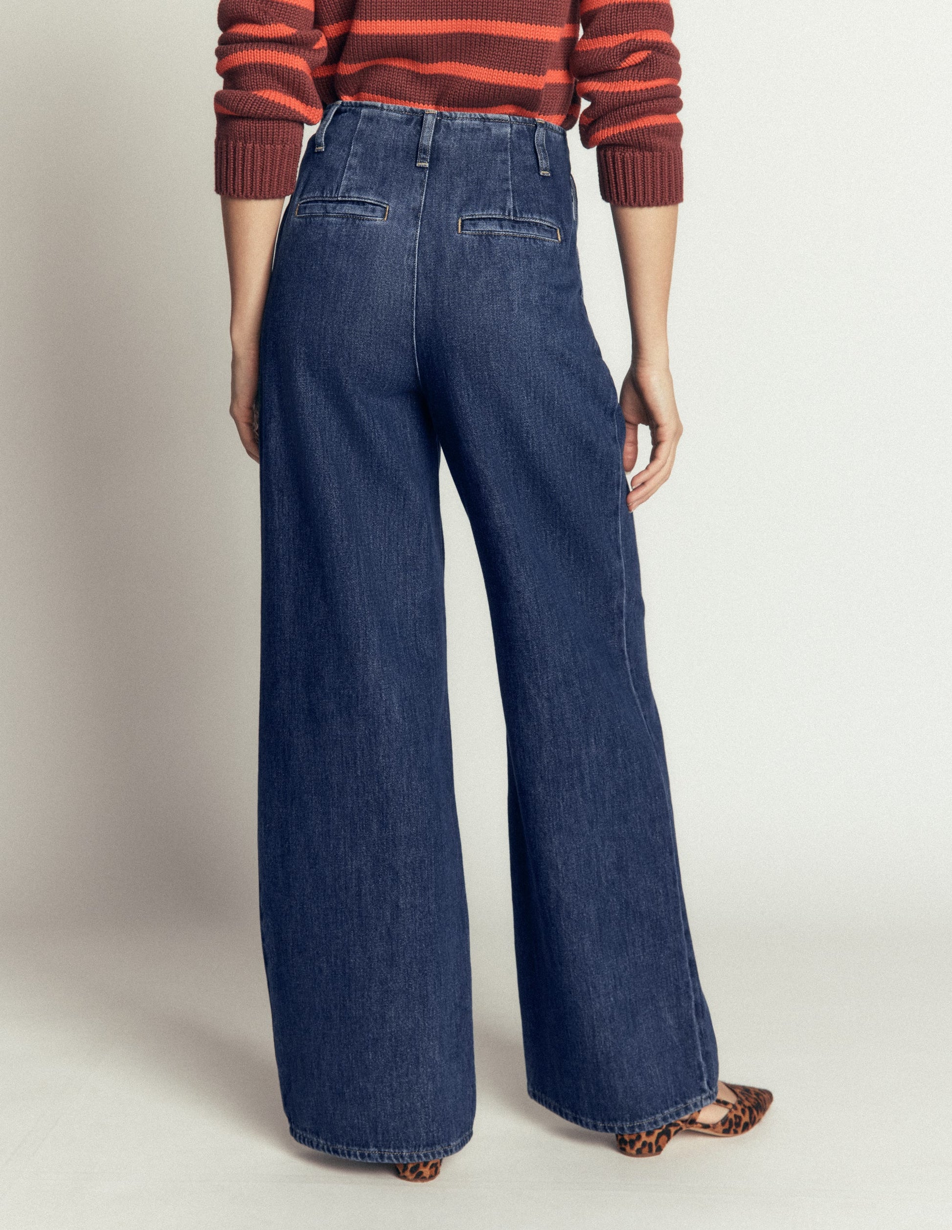 Jean large Mayfair à plis-Vintage moyen-3