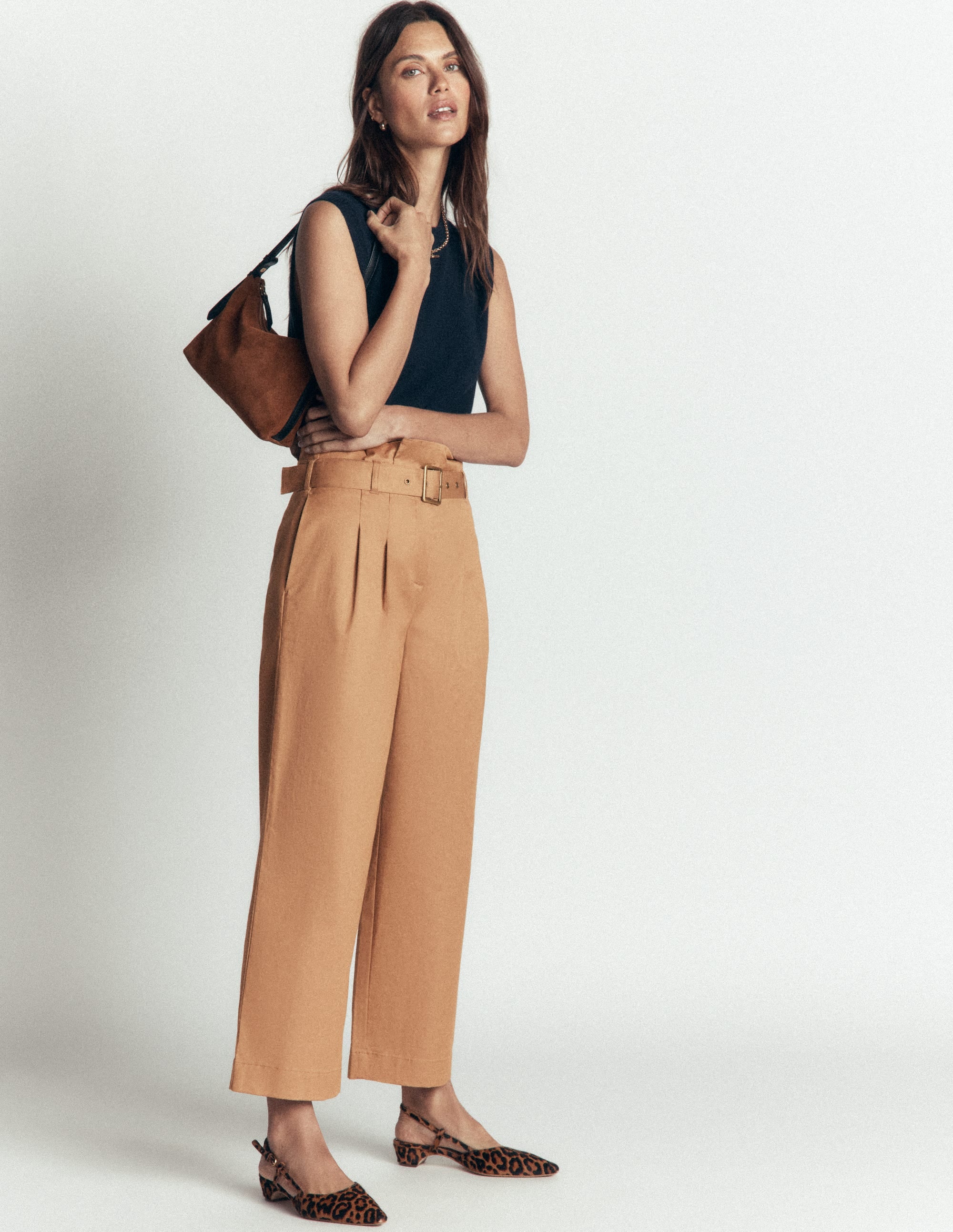 Hose mit Paperbag-Bund-Cappuccino - Image 1