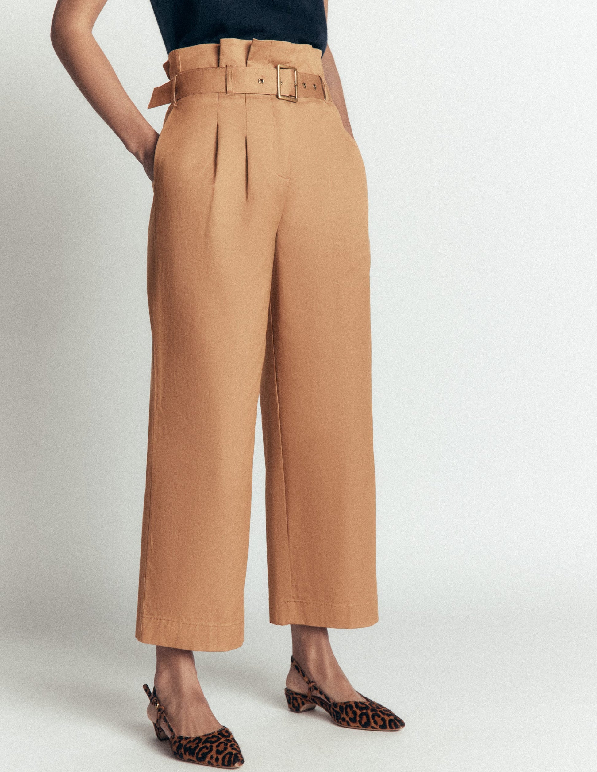Hose mit Paperbag-Bund-Cappuccino-4