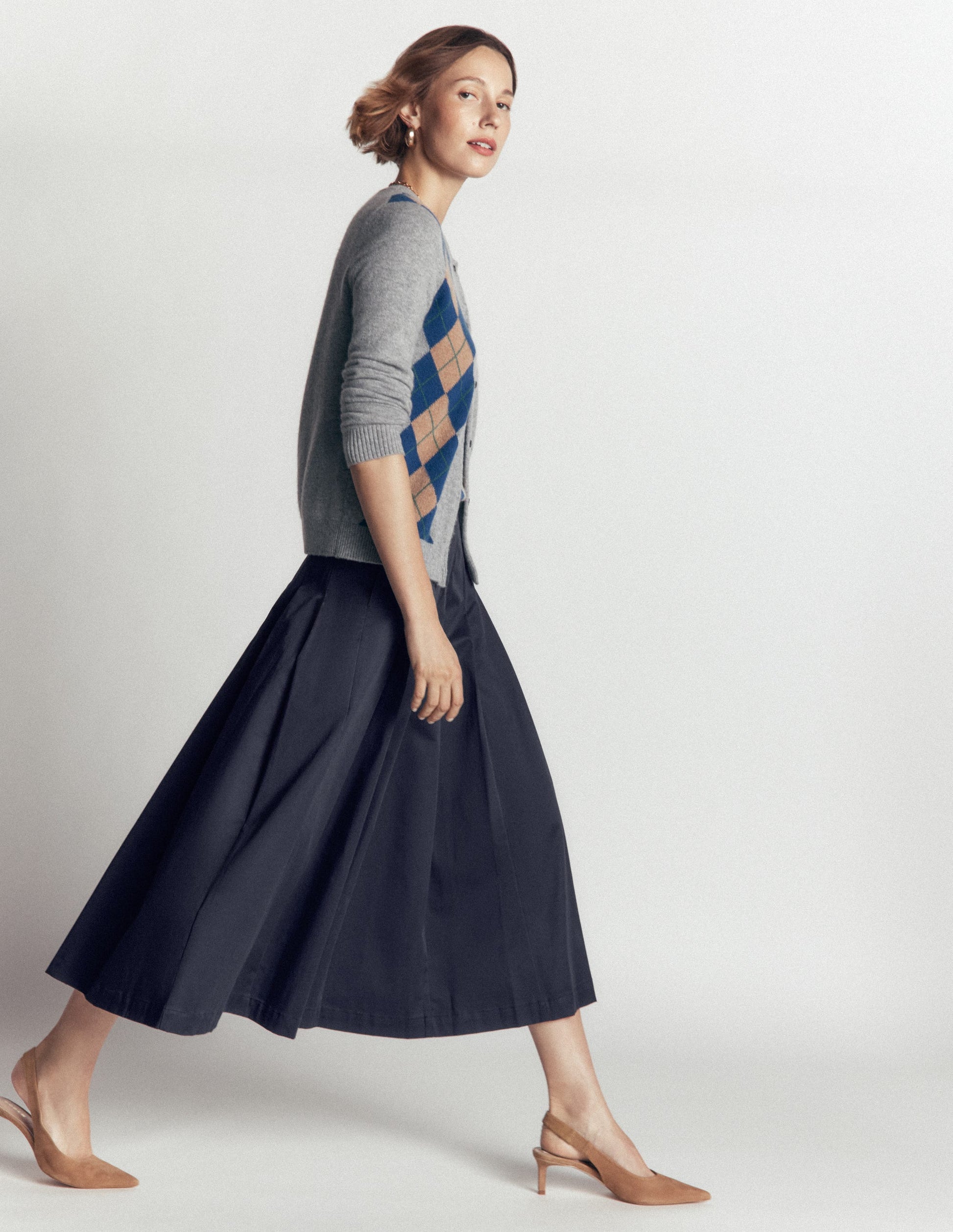 Aya Midirock aus Baumwolle und Satin-Marineblau-1