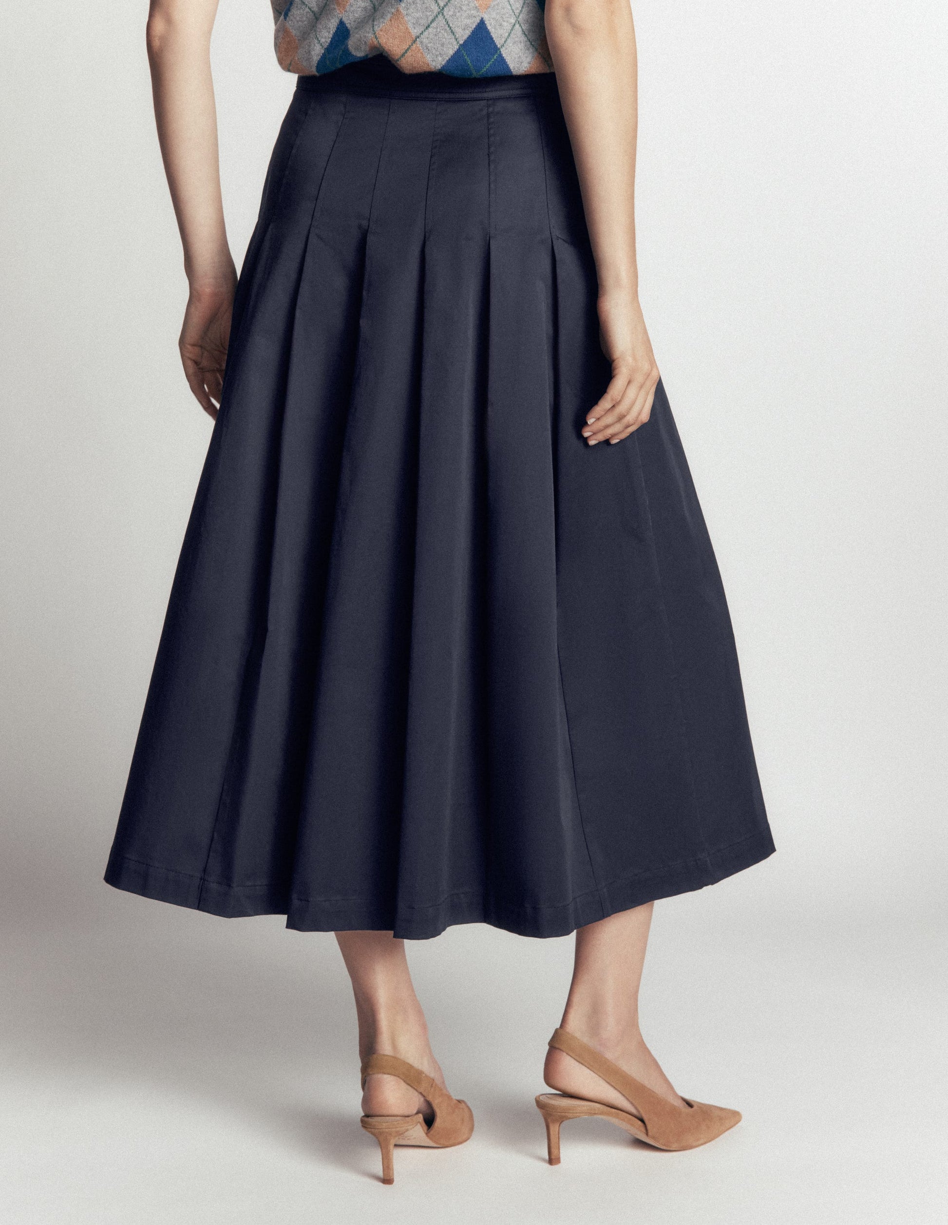Aya Midirock aus Baumwolle und Satin-Marineblau-3