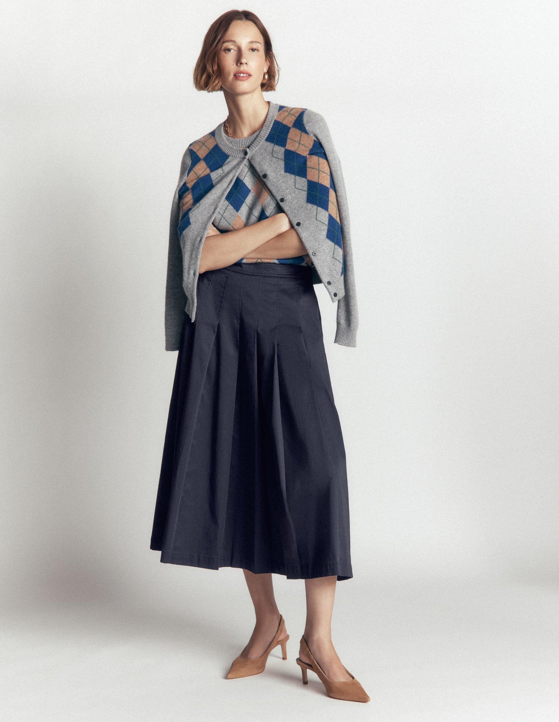 Aya Midirock aus Baumwolle und Satin-Marineblau-4
