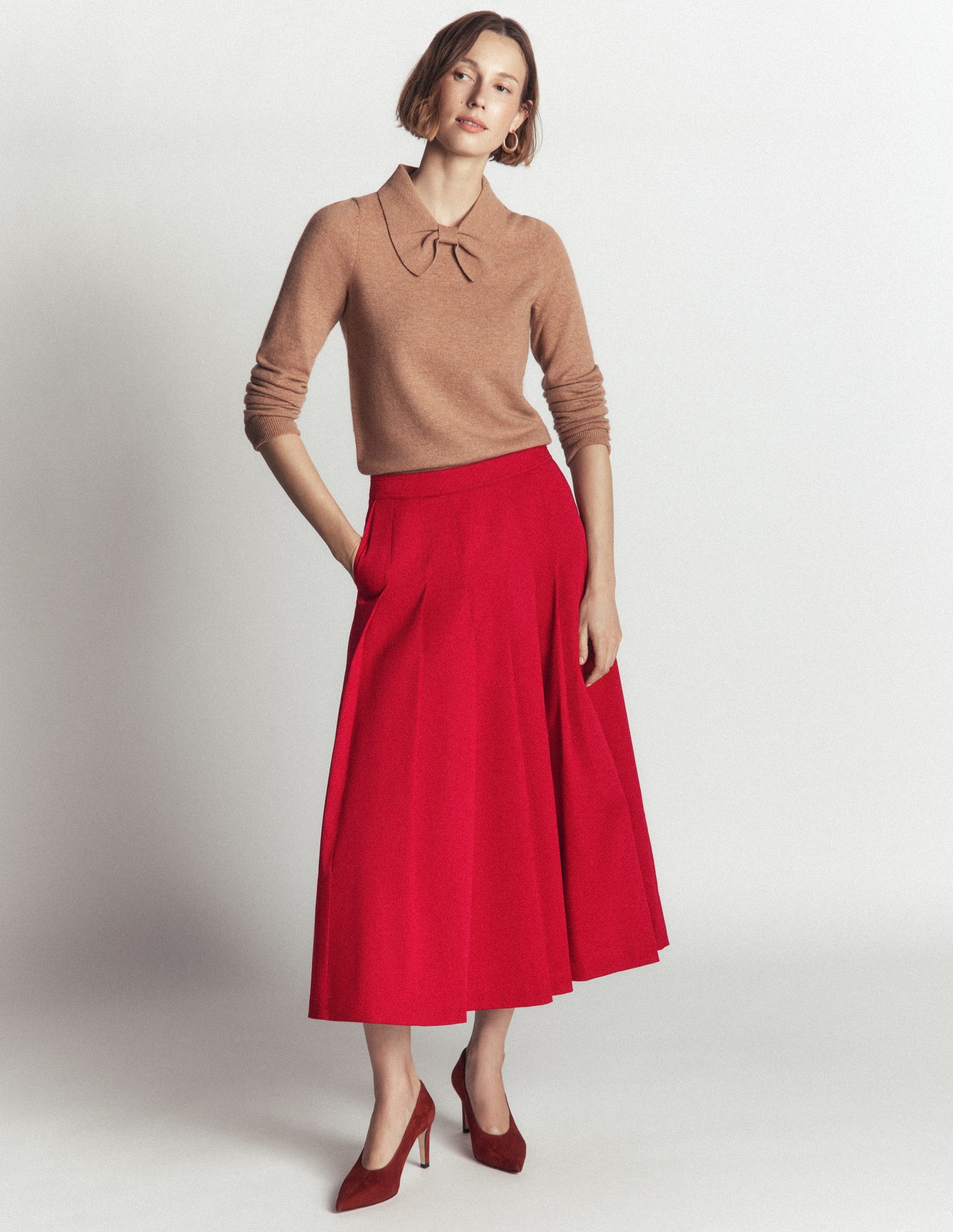 Aya Midirock aus Baumwolle und Satin-Purpurrot-4
