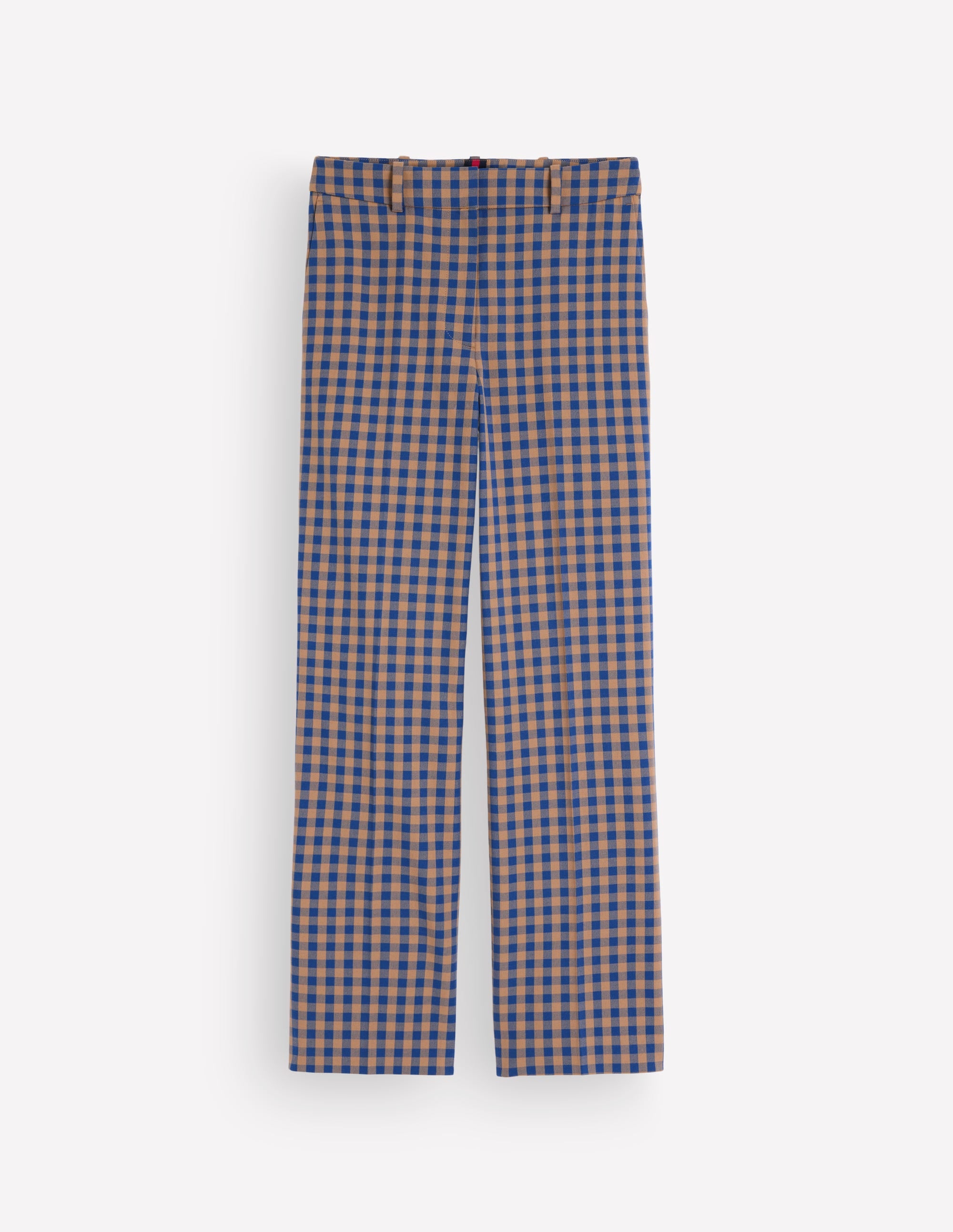 Canonbury Cotton 7/8 Trousers-Camel, Blue Gingham - Image 7