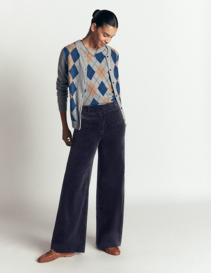 Pantalon Belgravia en velours côtelé-Bleu marine