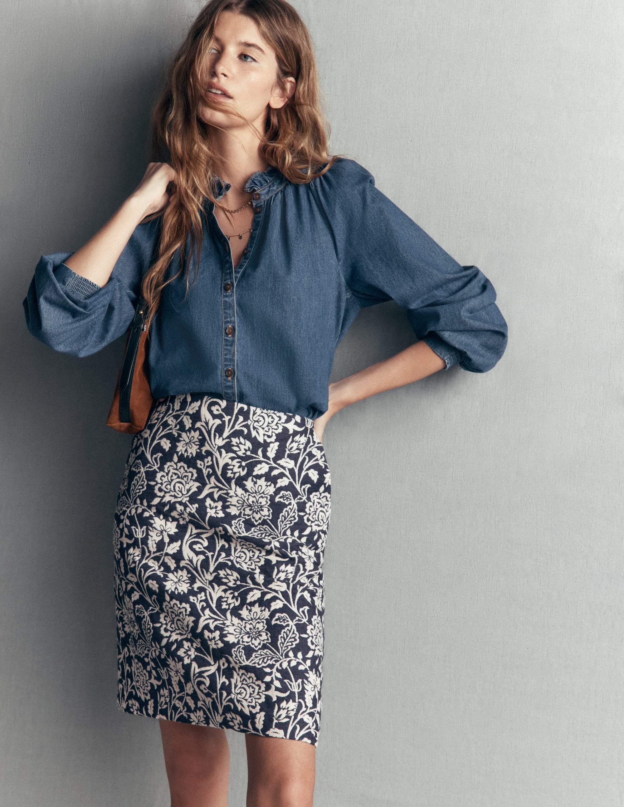 Jacquard-Rock in A-Linie-JACQUARD BLUMENMUSTER - Image 2
