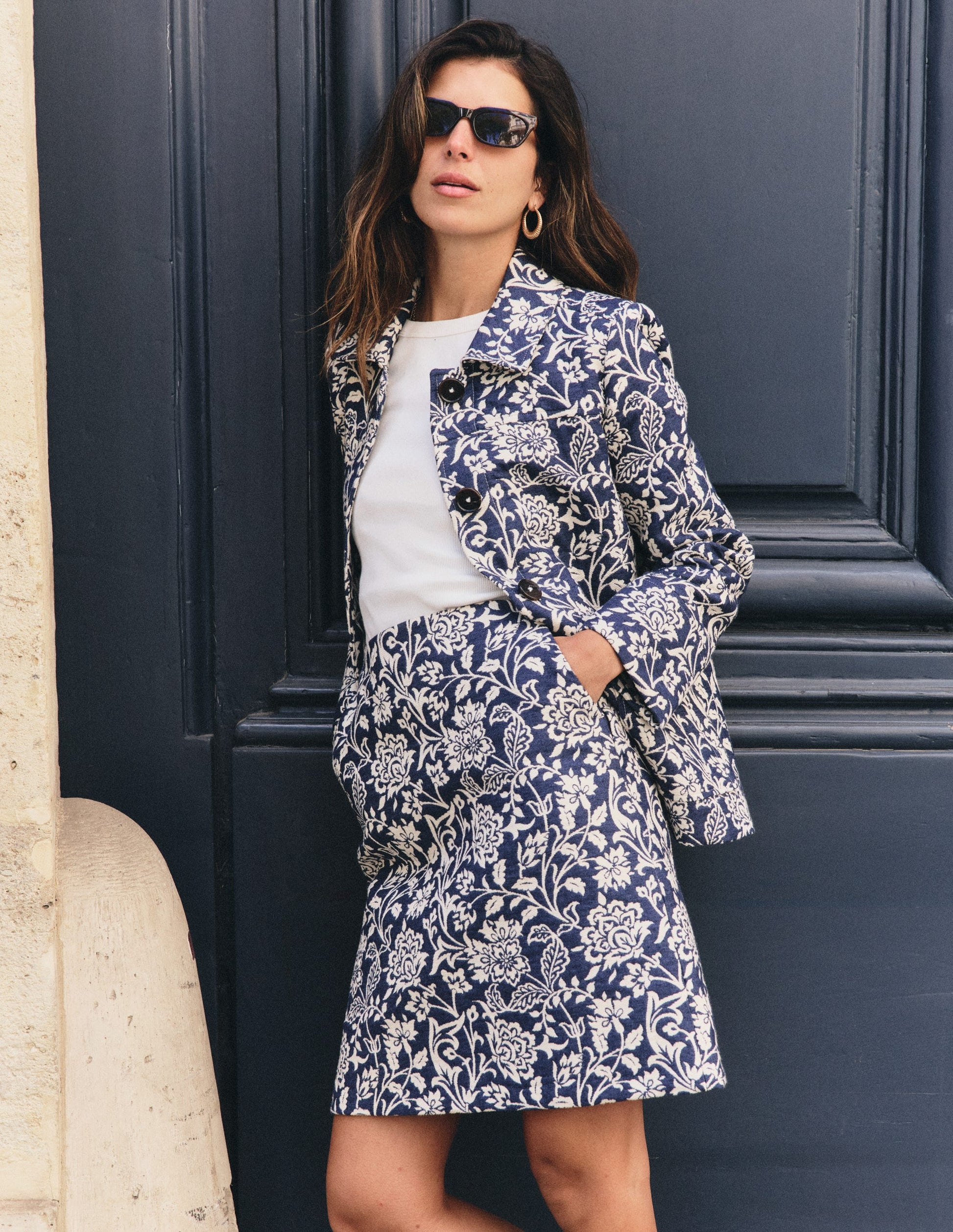 Jacquard-Rock in A-Linie-JACQUARD BLUMENMUSTER-1
