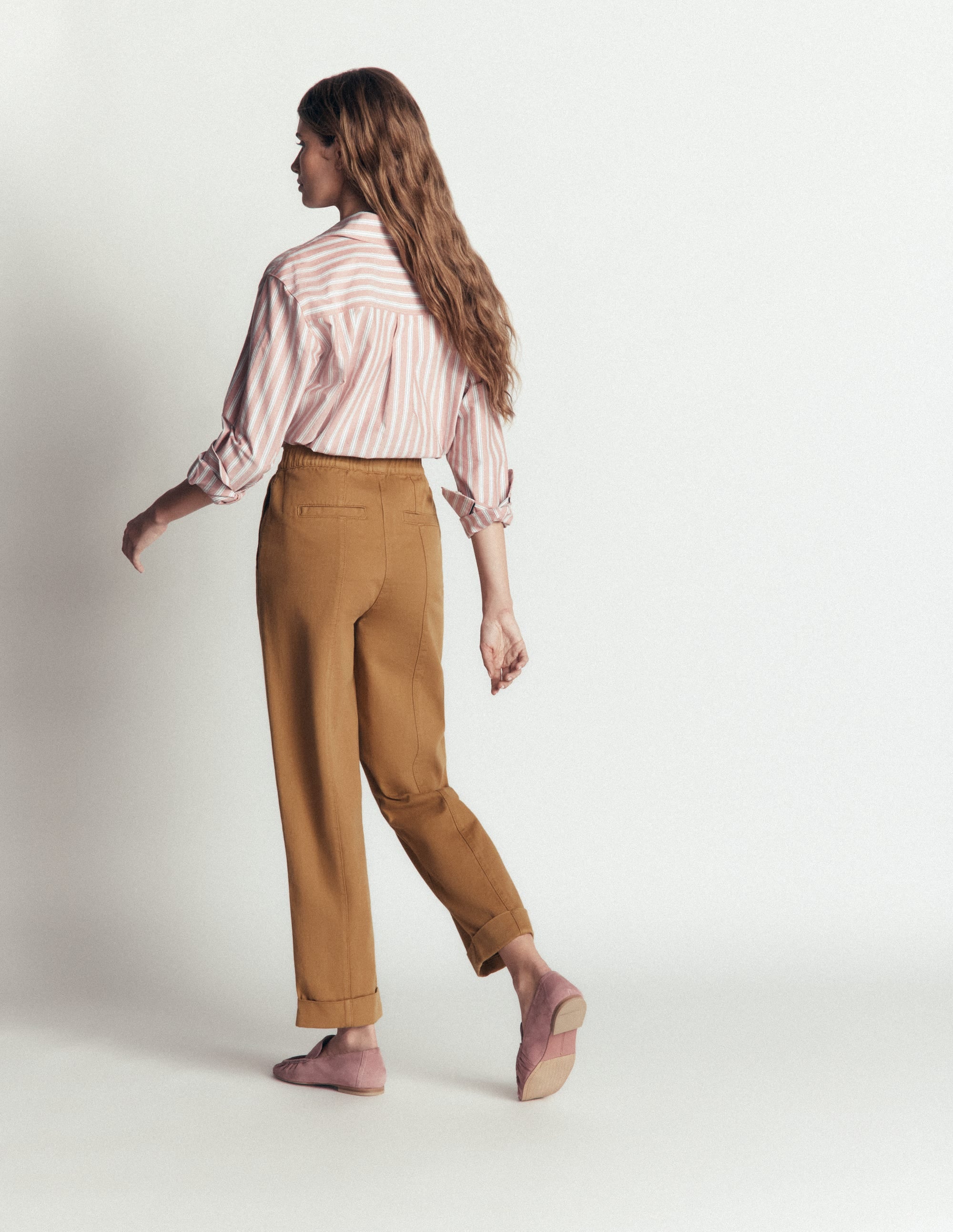 Hose mit mittelhohem Bund und geradem Bein-Beige - Image 3