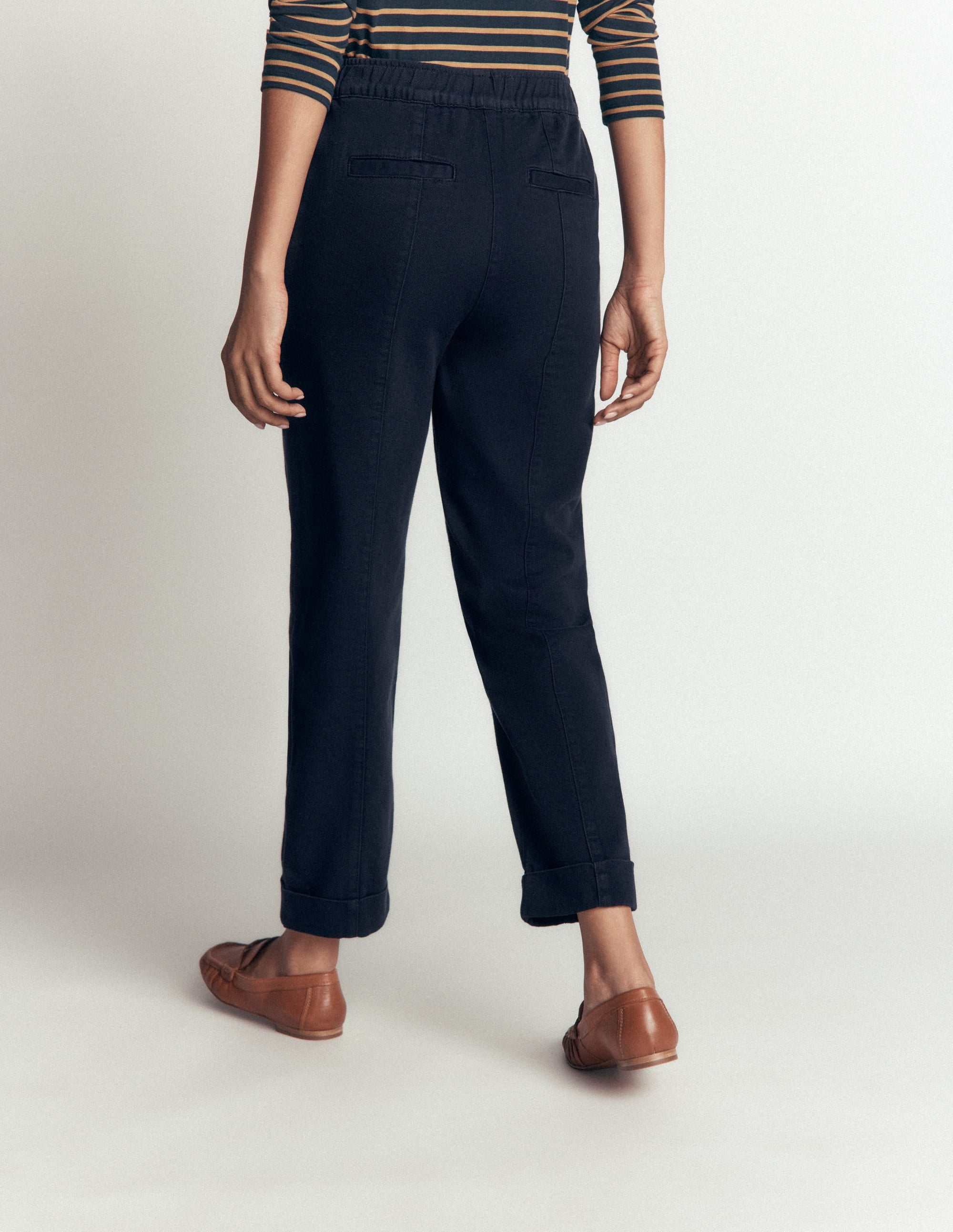 Mid Rise Straight Leg Trousers-Navy - Image 2