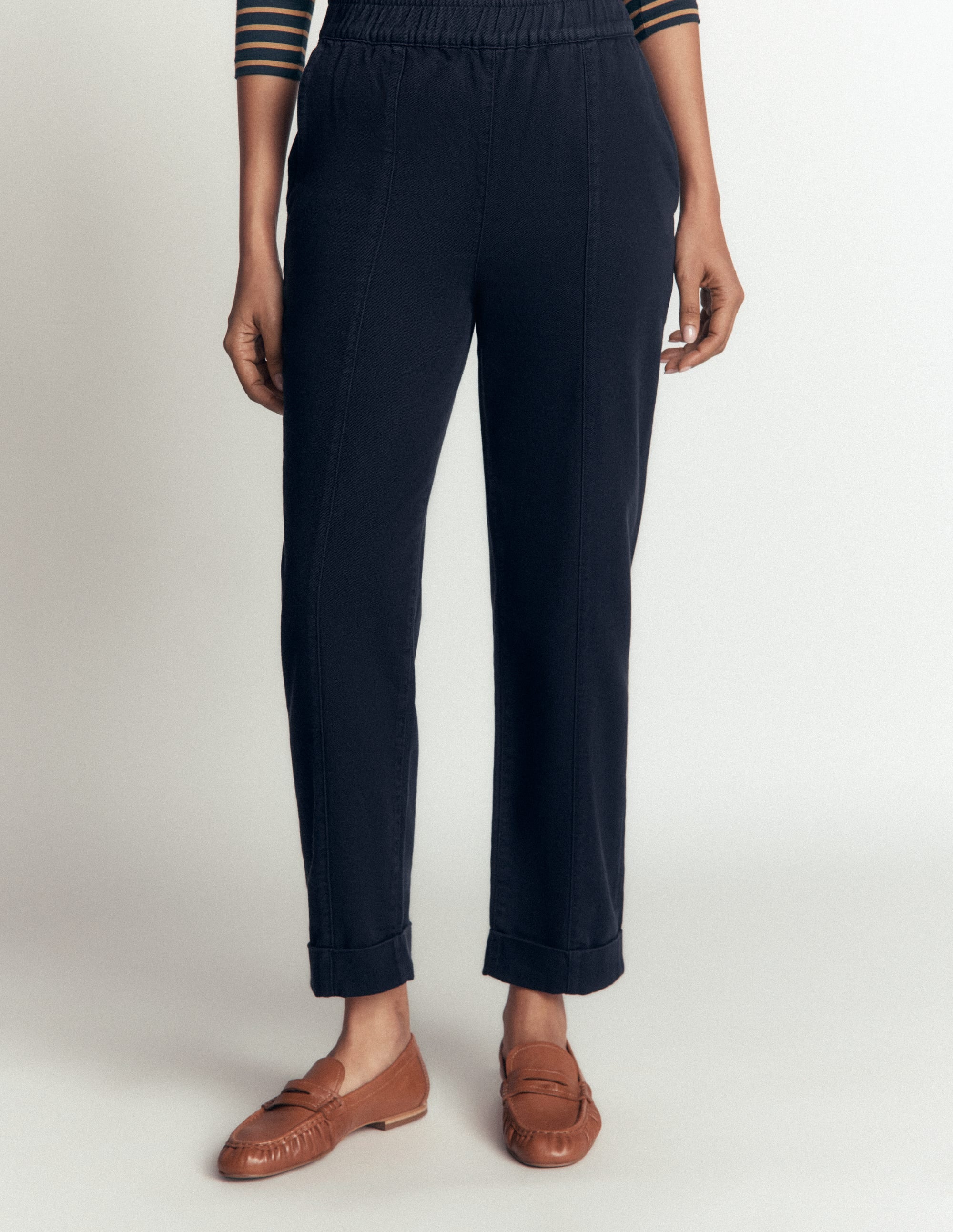 Mid Rise Straight Leg Trousers-Navy - Image 4