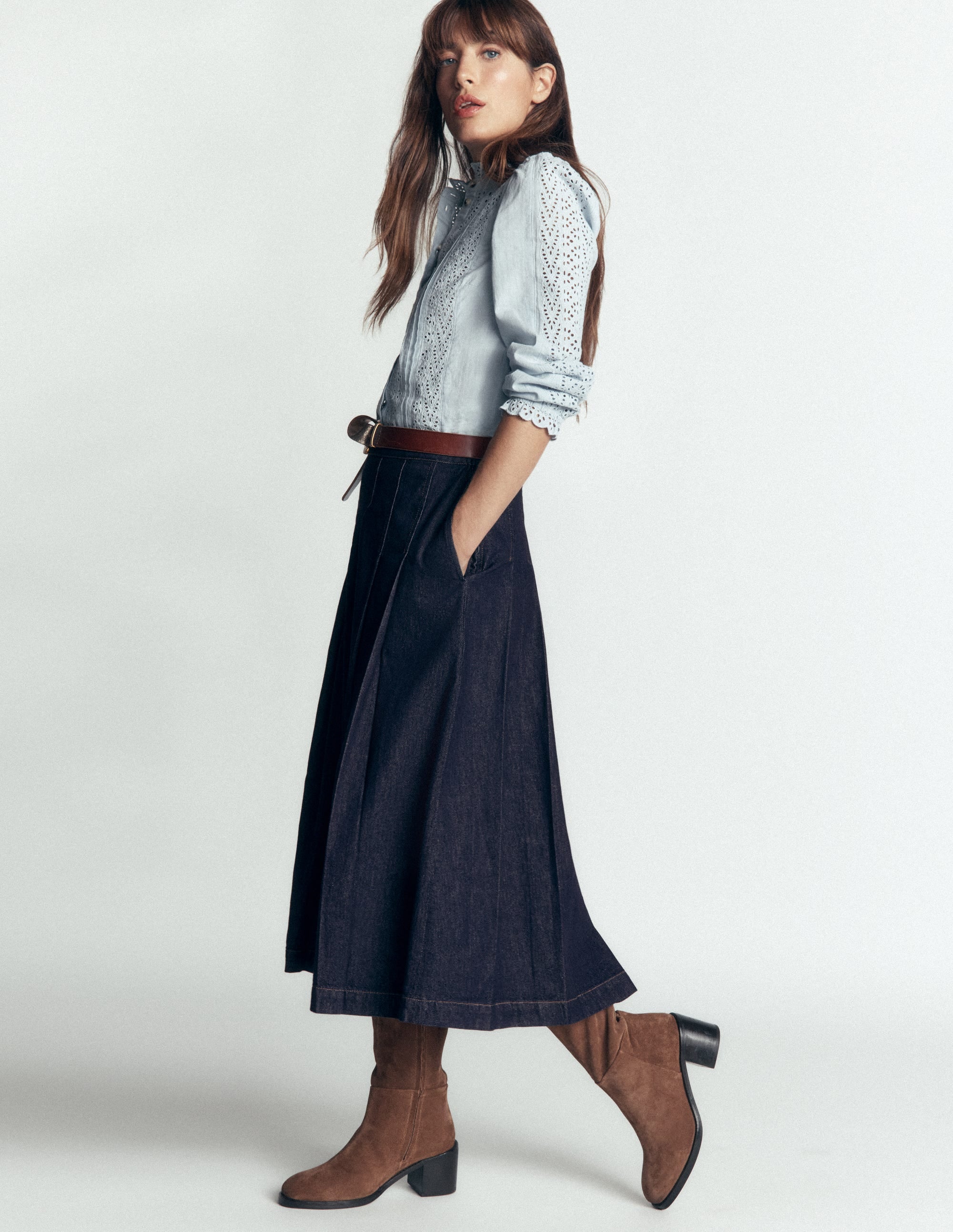 Aya Midi-Jeansrock-Indigo - Image 1