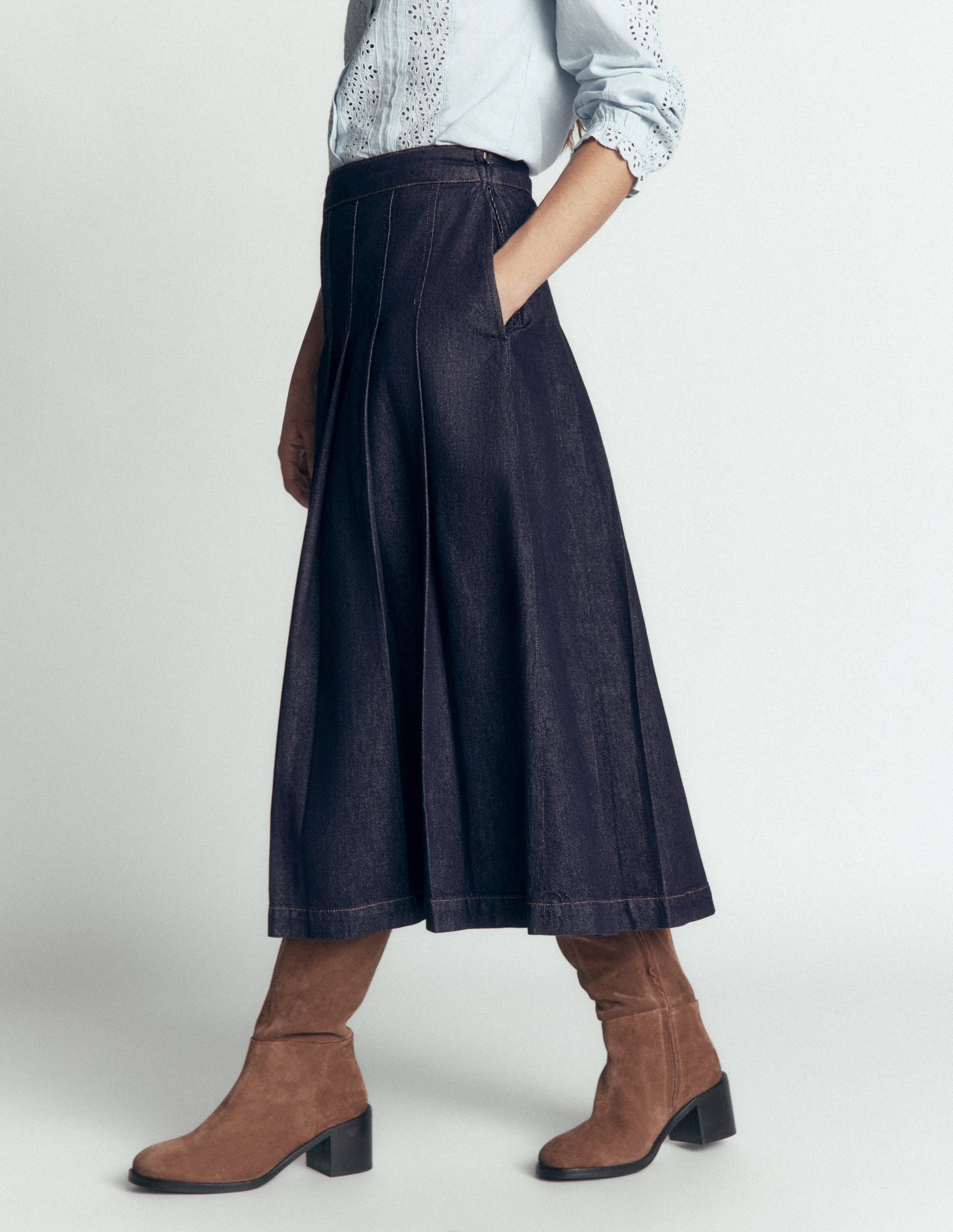Aya Midi-Jeansrock-Indigo - Image 4
