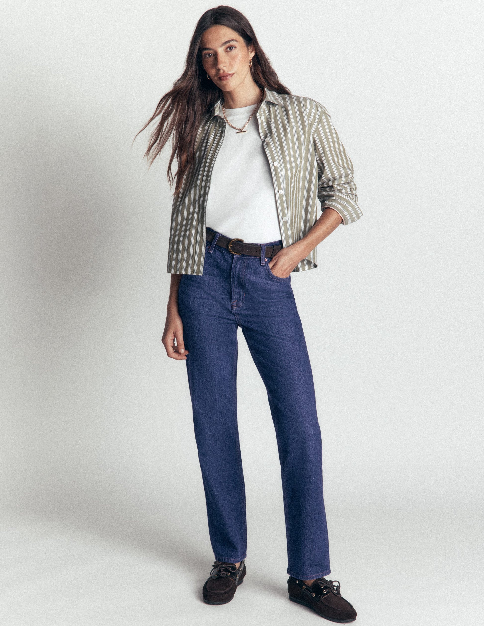 High Rise Straight Jeans-Indigo Rinse-1