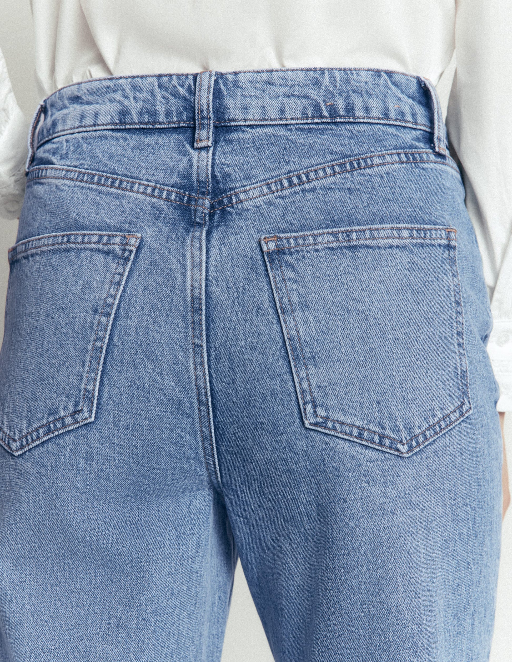 Jean droit à taille haute-Blanc/Cerf-5