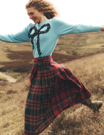 Plissierter Midi-Kilt-Kuddelmuddel-Karo