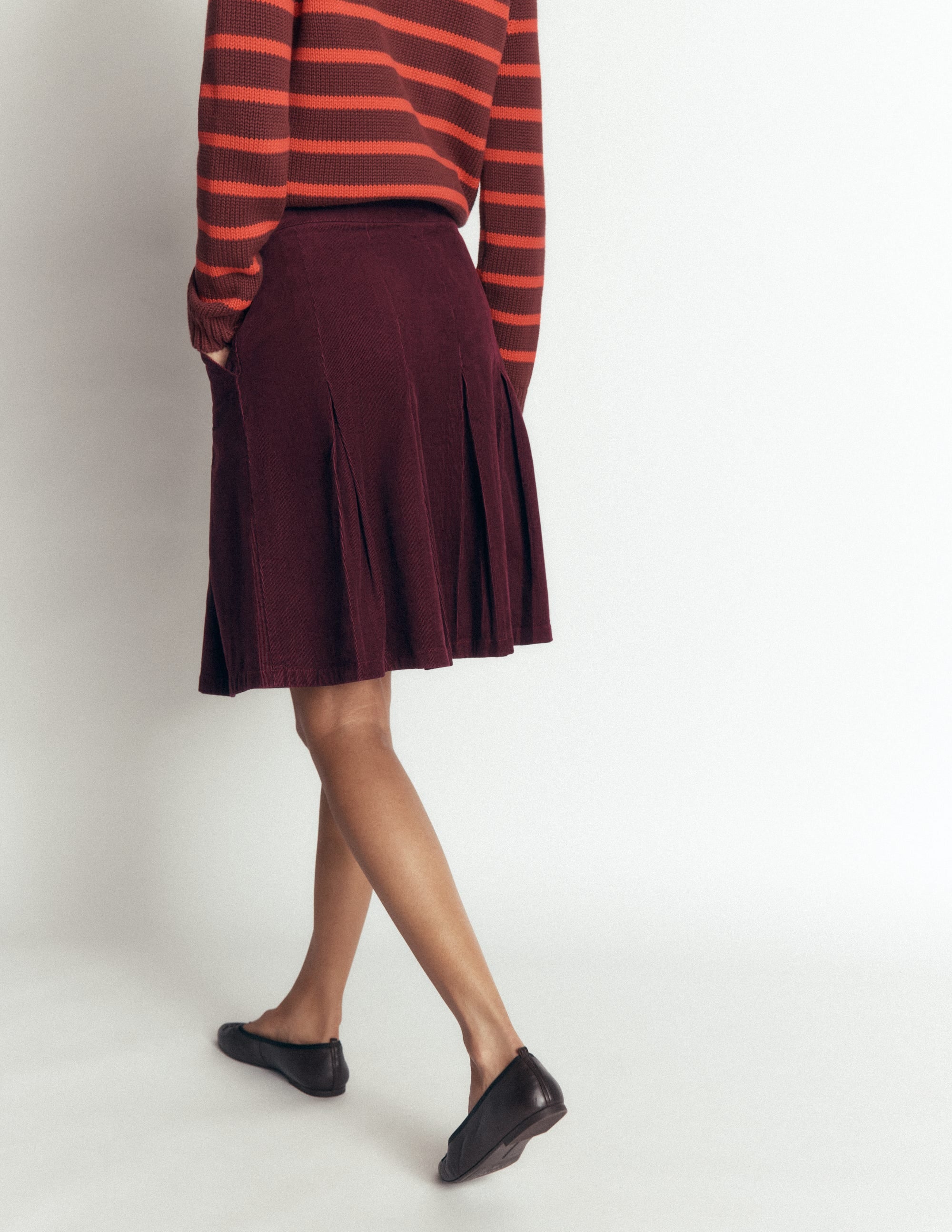 Flippy Cord Skirt-Dark Cherry - Image 3
