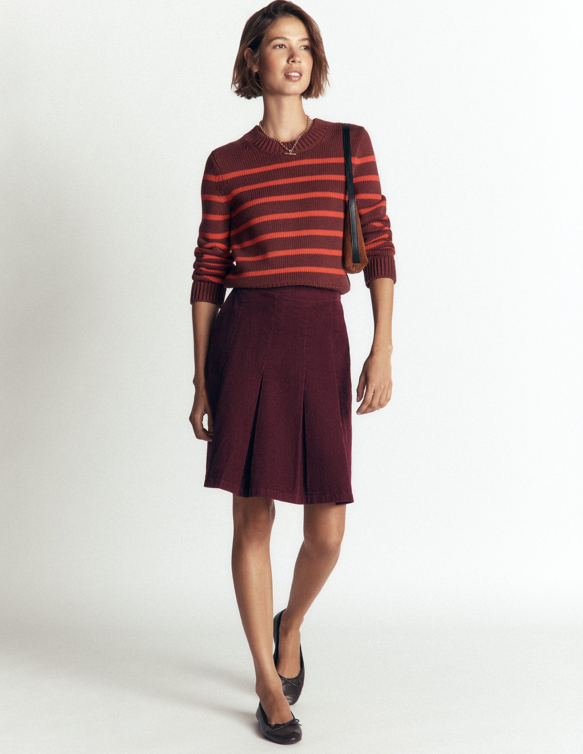 Flippy Cord Skirt-Dark Cherry-4