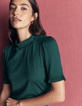 Superweiches T-Shirt mit Rüschendetail-Seegras