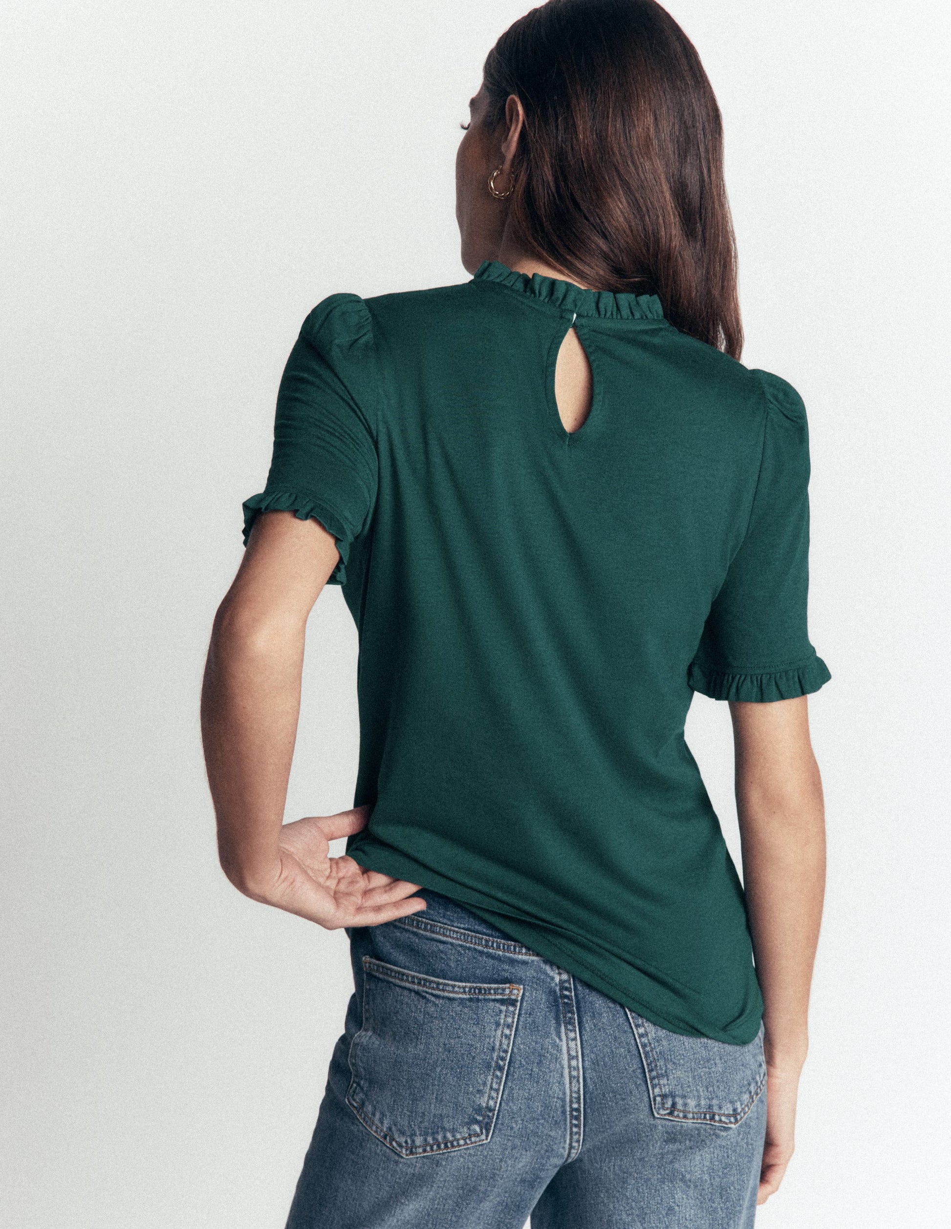 Superweiches T-Shirt mit Rüschendetail-Seegras-3