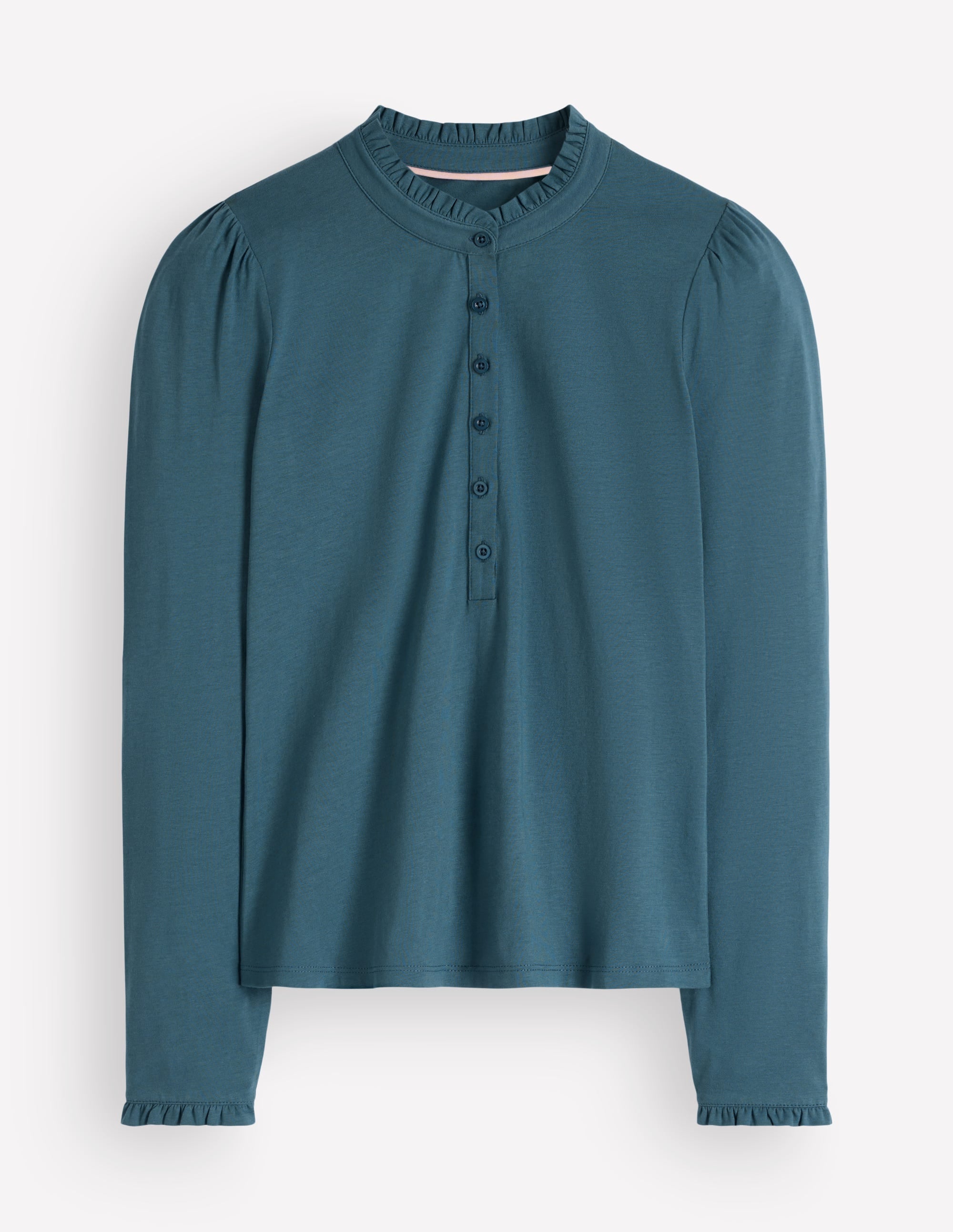 Superweiches Henley-Oberteil mit Rüschen-Graublau - Image 4