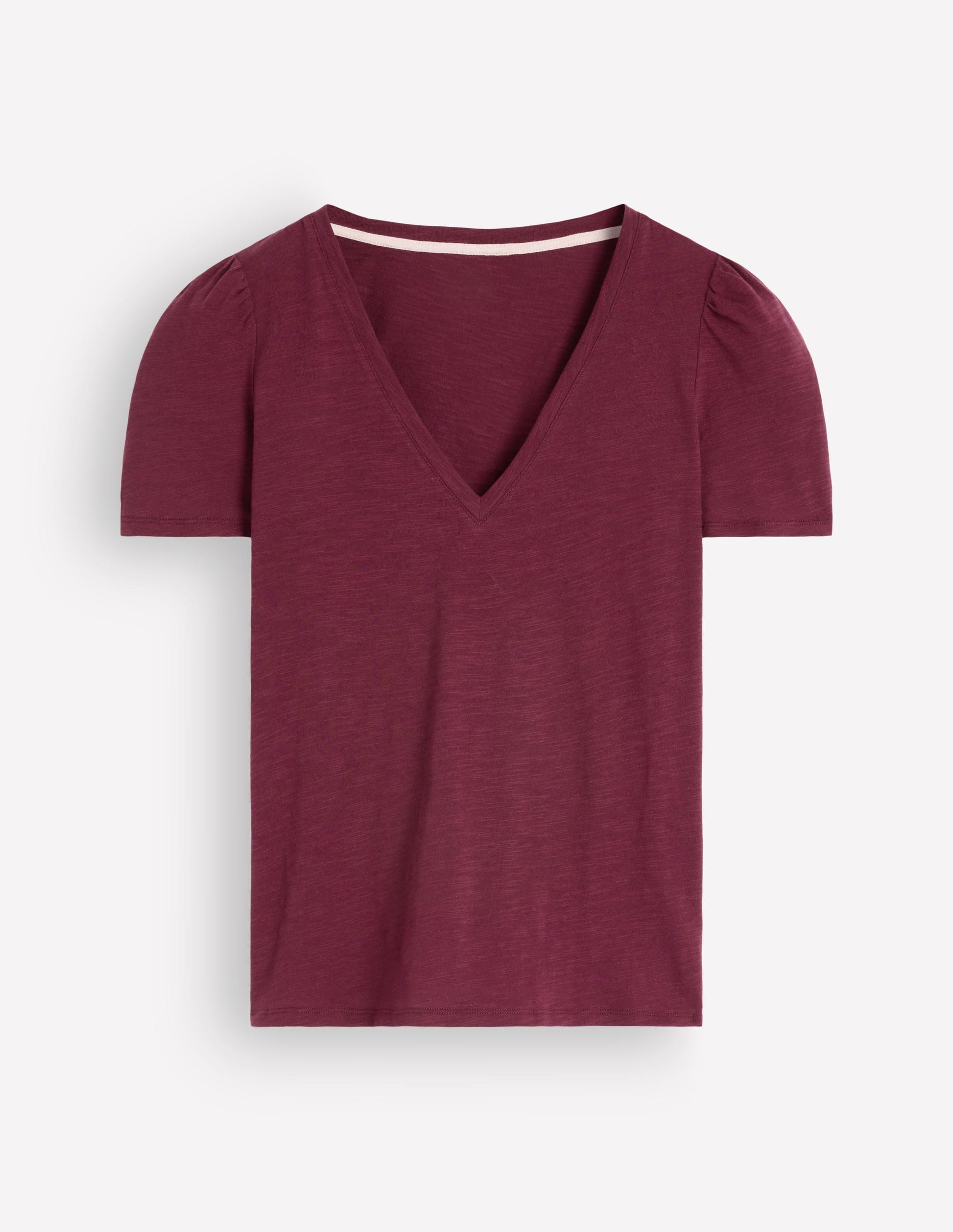 Sophie Flammgarn-T-Shirt mit V-Ausschnitt-Dunkelviolett-6