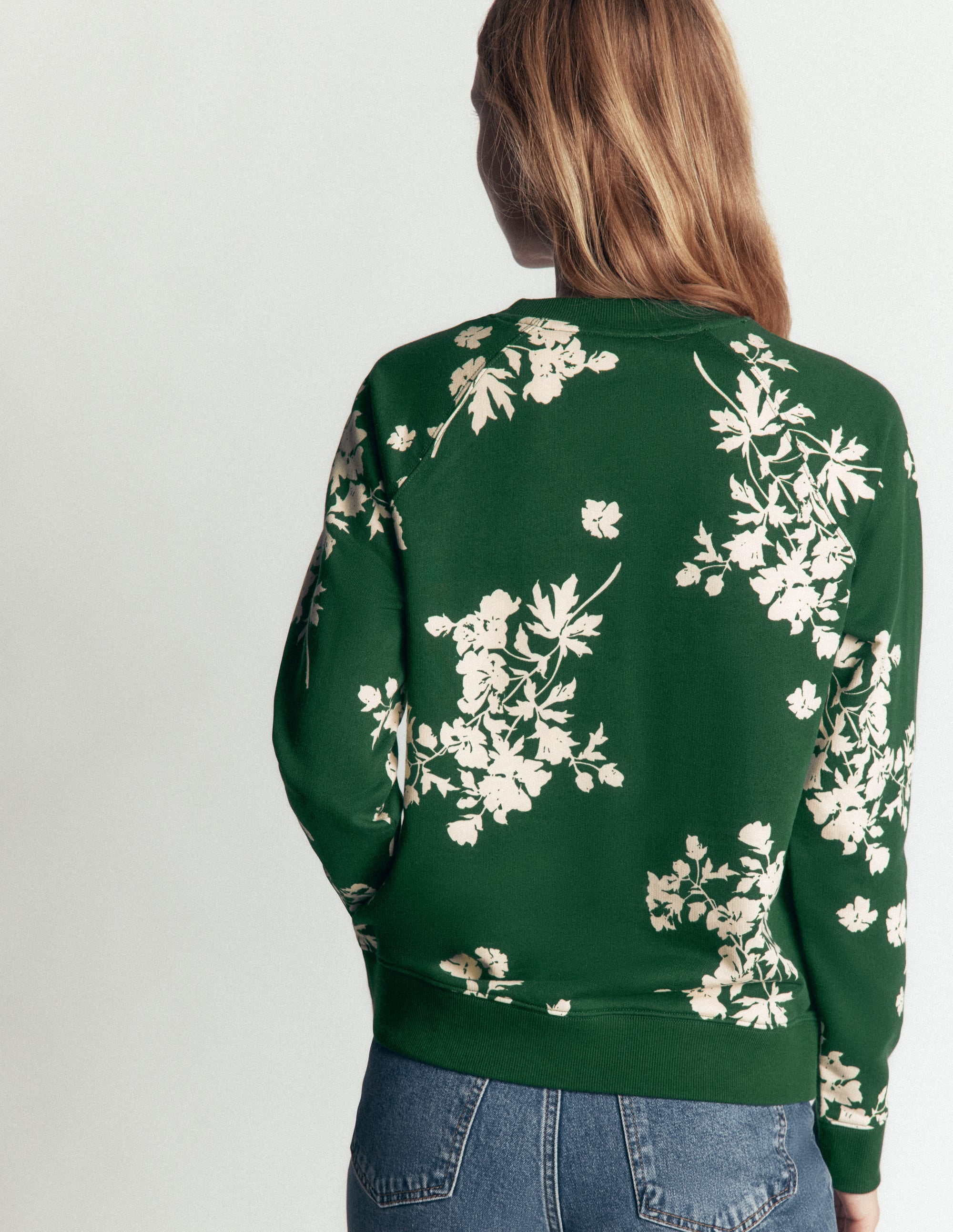 Rosa Printed Sweatshirt-Hunter Green, Flecked Bunch - Image 3