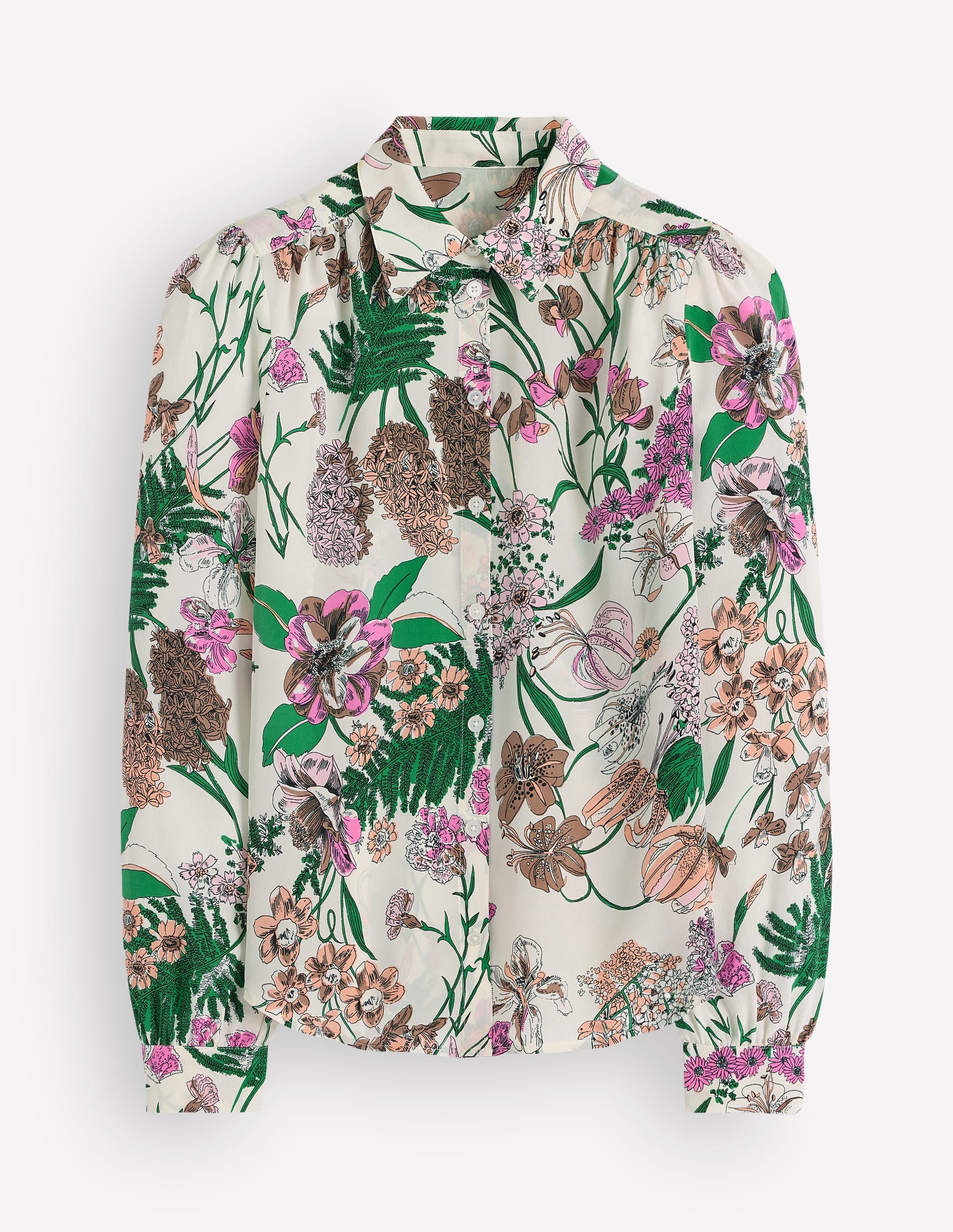 Sara Silk Shirt-Ivory, Whimsical Flora-7
