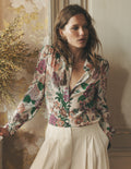 Sara Silk Shirt-Ivory, Whimsical Flora