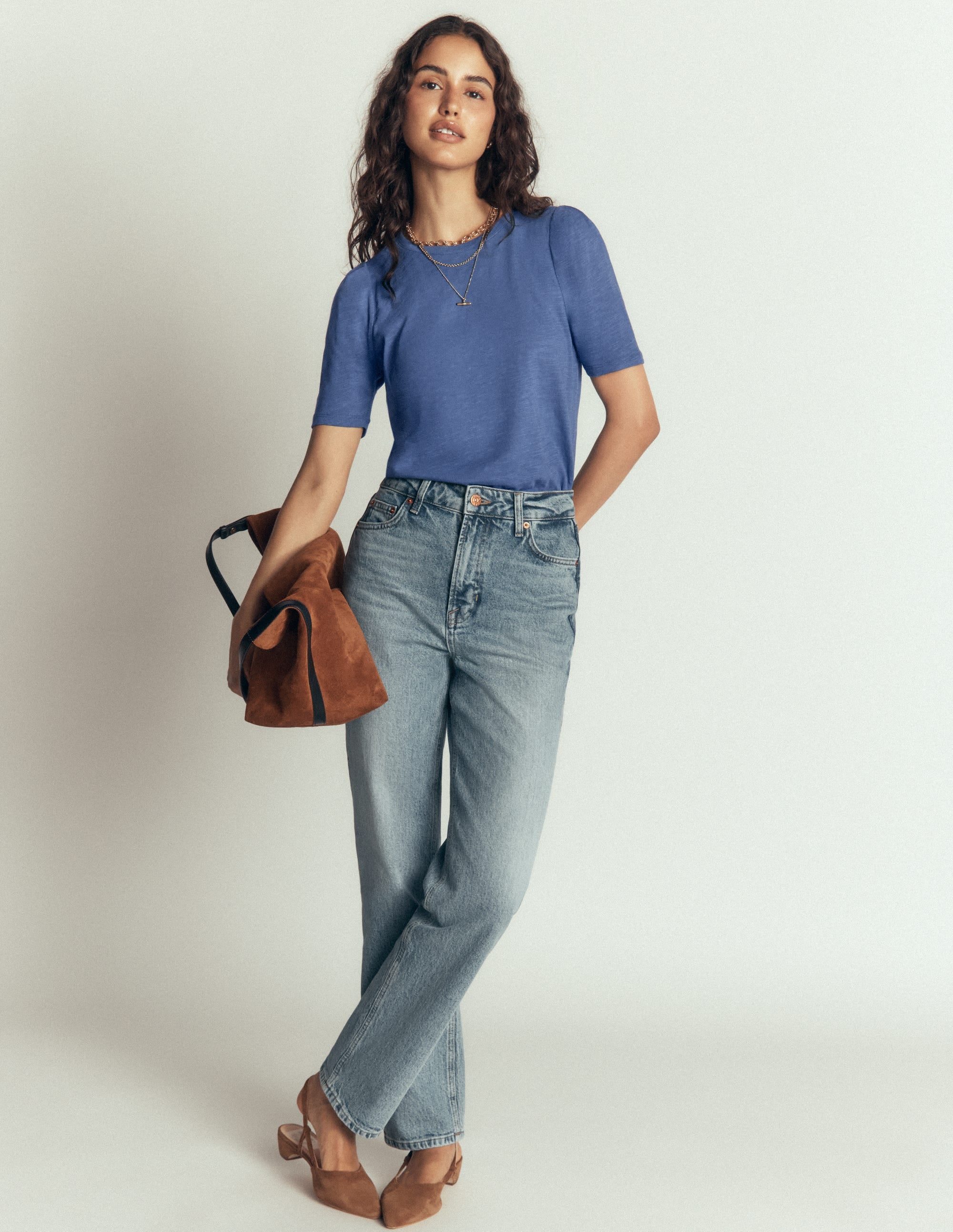 Sophie T-Shirt mit Puffärmeln-Denim-Blau - Image 4