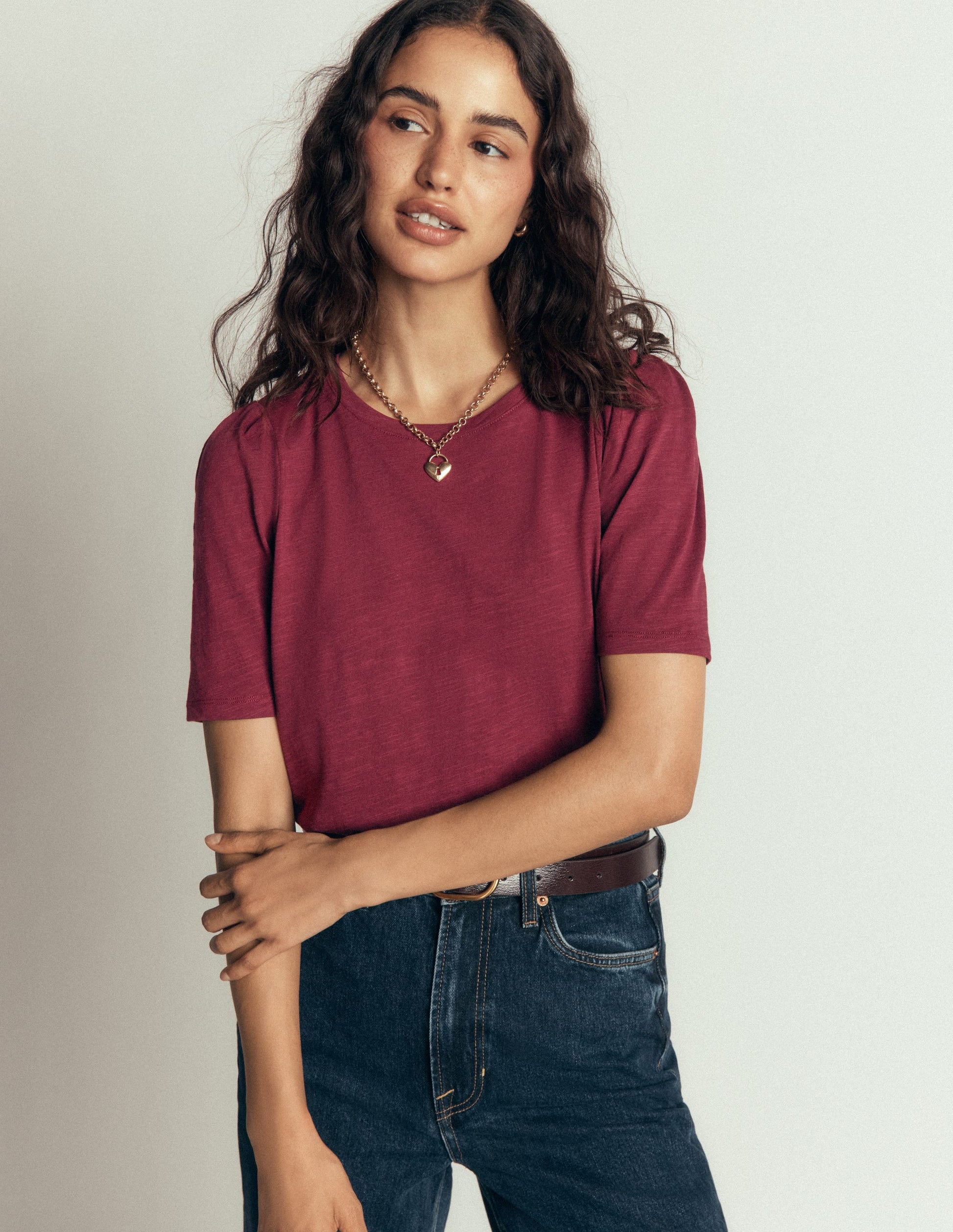 Sophie T-Shirt mit Puffärmeln-Dunkelviolett-1