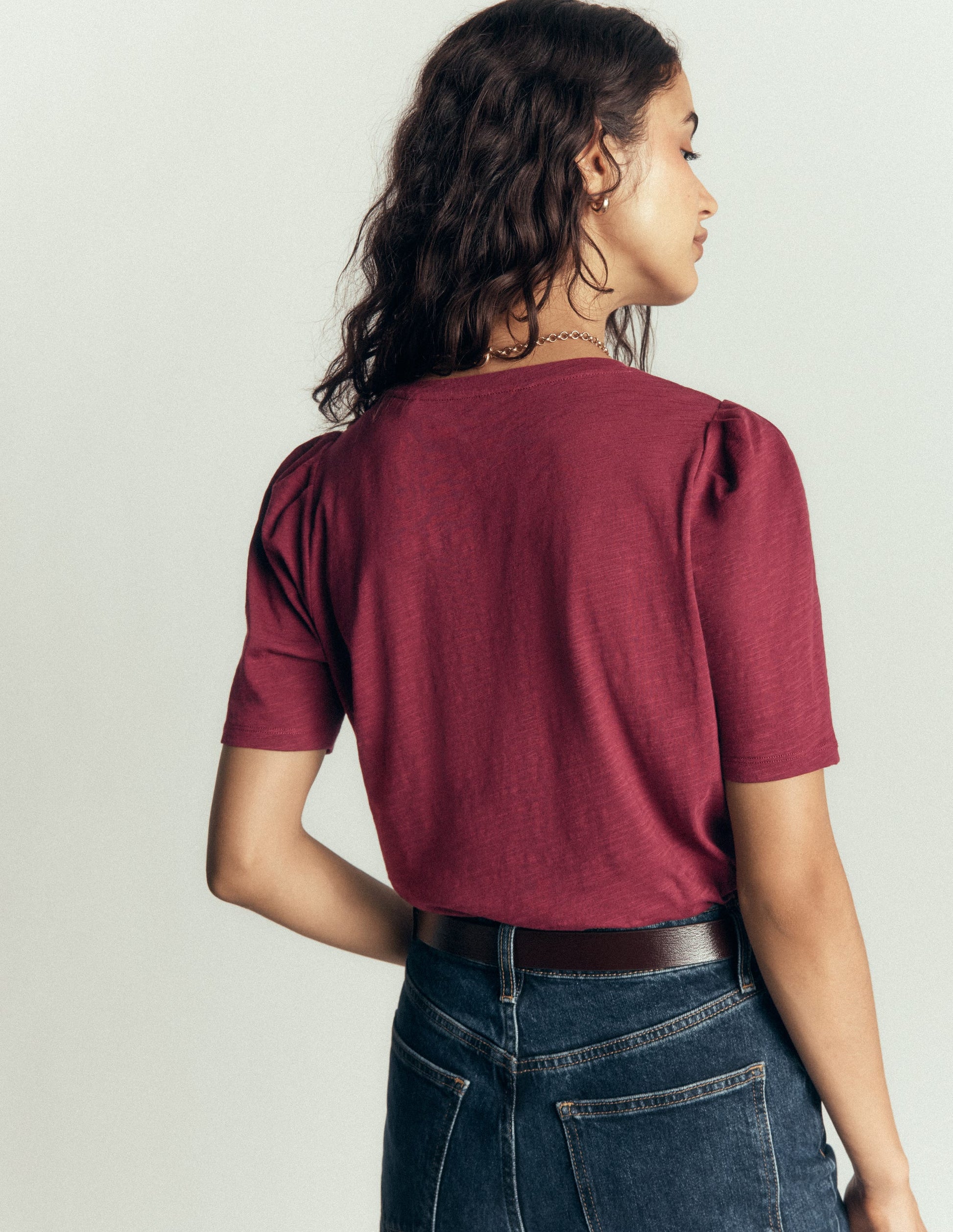 Sophie T-Shirt mit Puffärmeln-Dunkelviolett-3