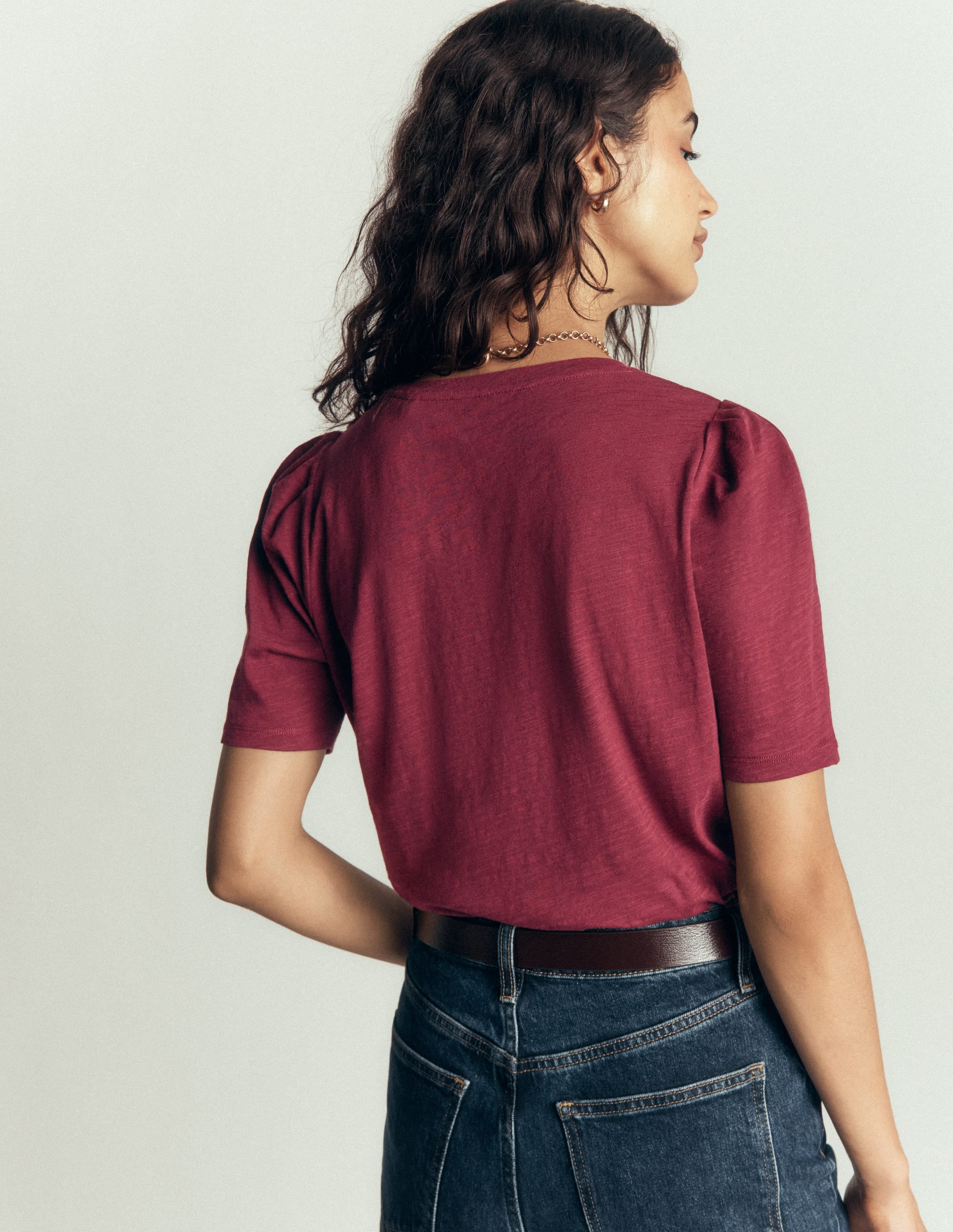 Sophie T-Shirt mit Puffärmeln-Dunkelviolett - Image 3