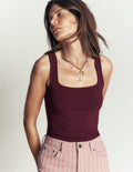 Brooke Doppellagiges Top-Dunkle Kirsche