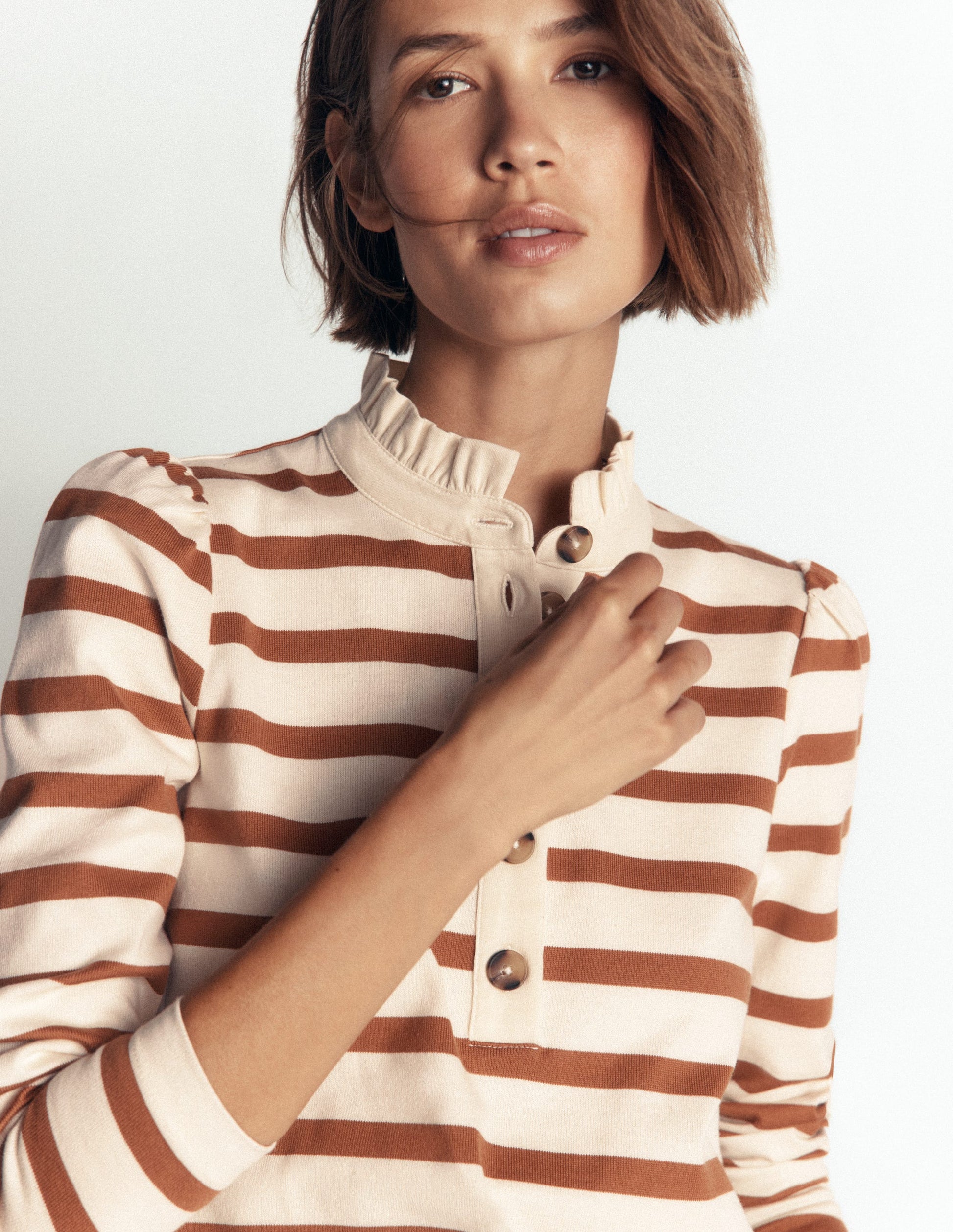 Ruffle Collar Mariner-Ivory and Argon Oil Stripe-2