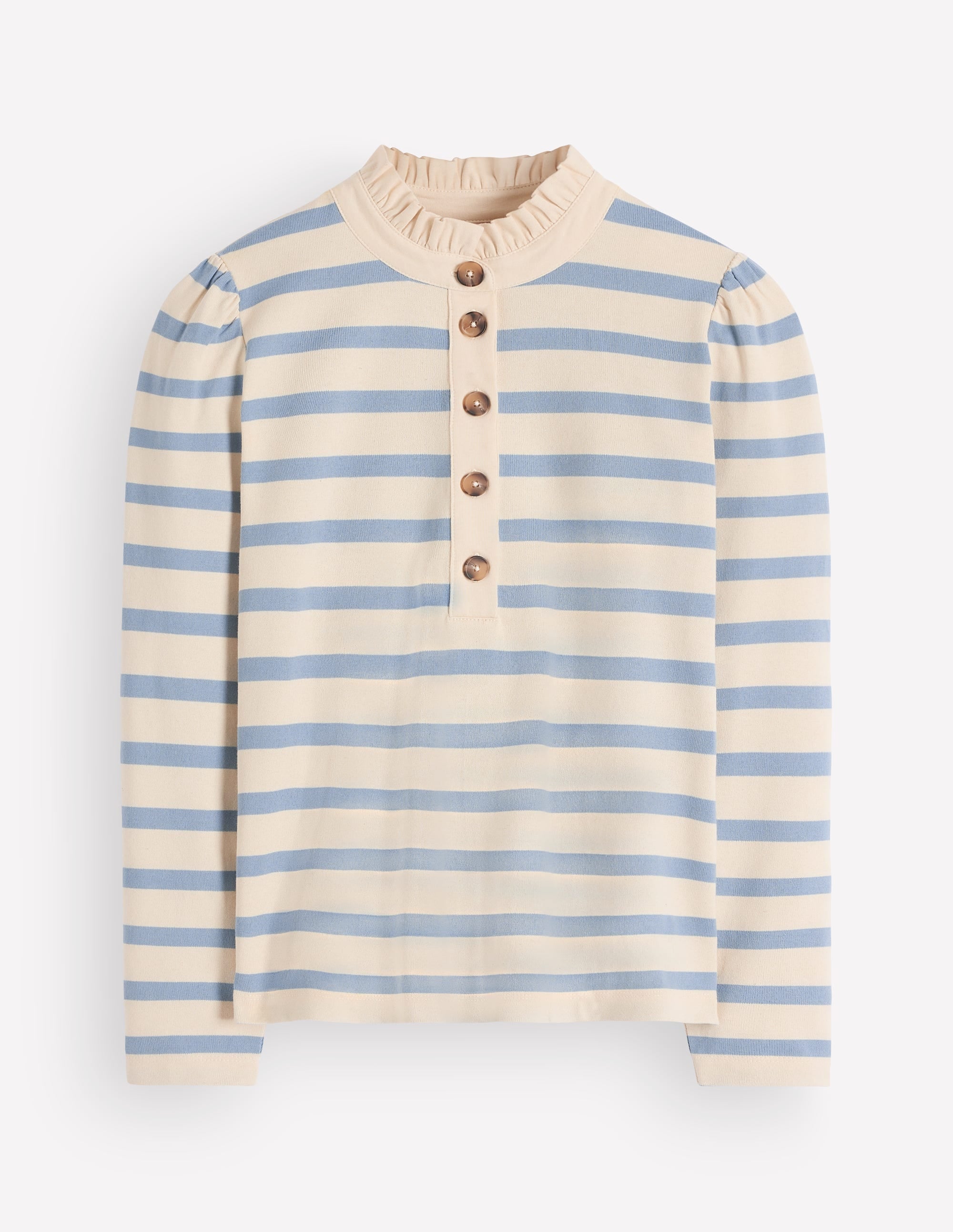 Ruffle Collar Mariner-Ivory and Faded Denim Stripe - Image 5