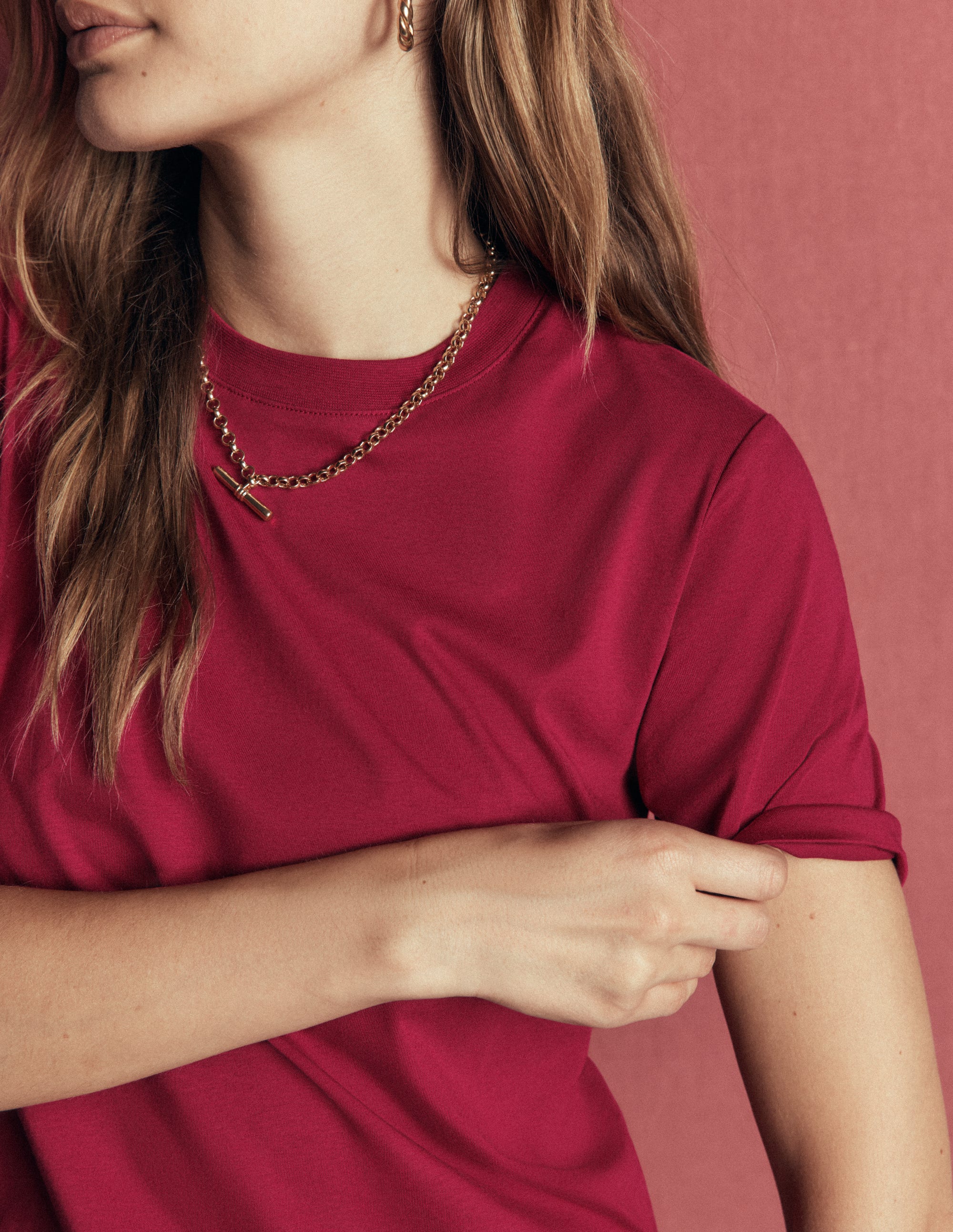 Relaxed Cotton T-shirt-Ruby Red - Image 2