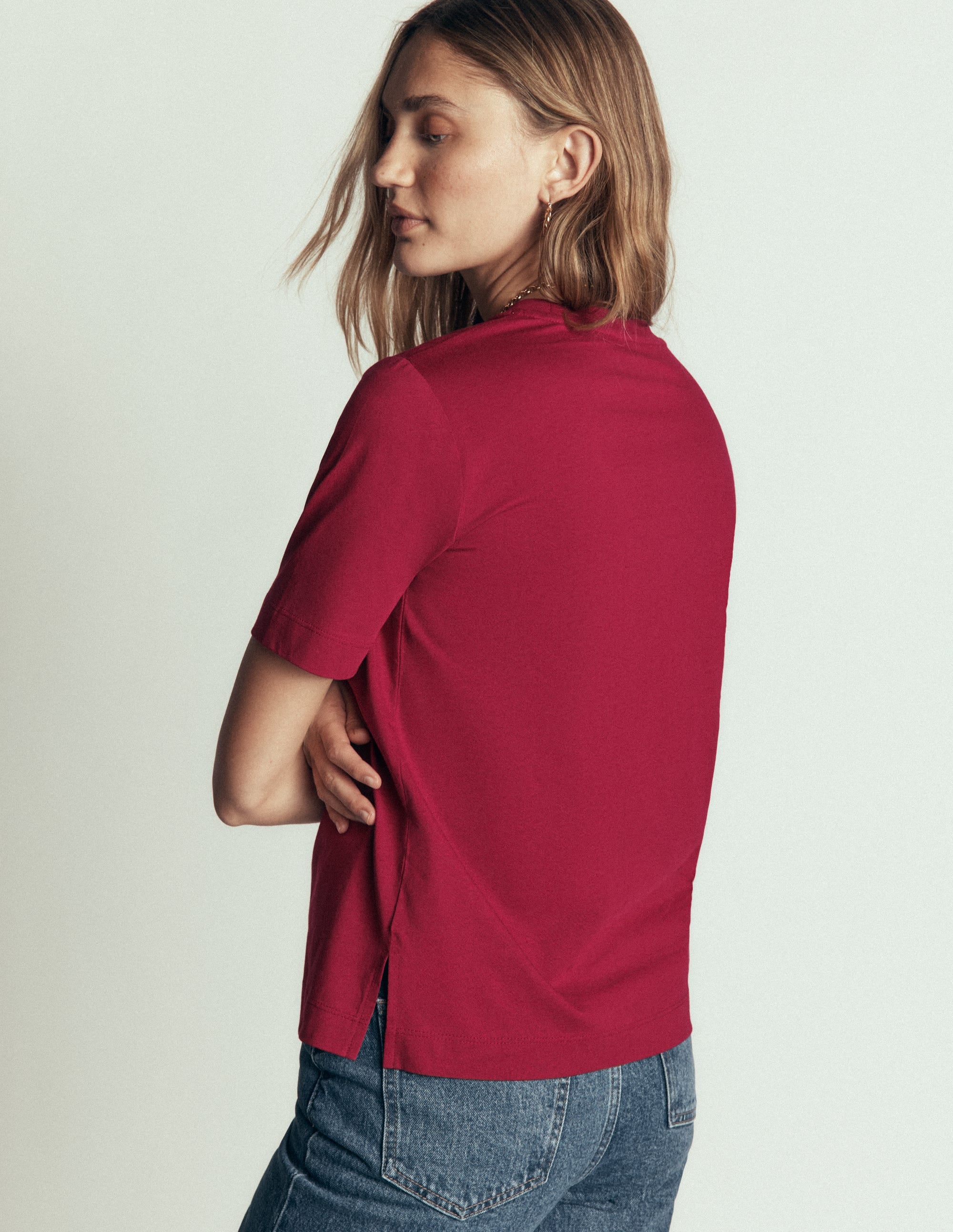 Relaxed Cotton T-shirt-Ruby Red - Image 3