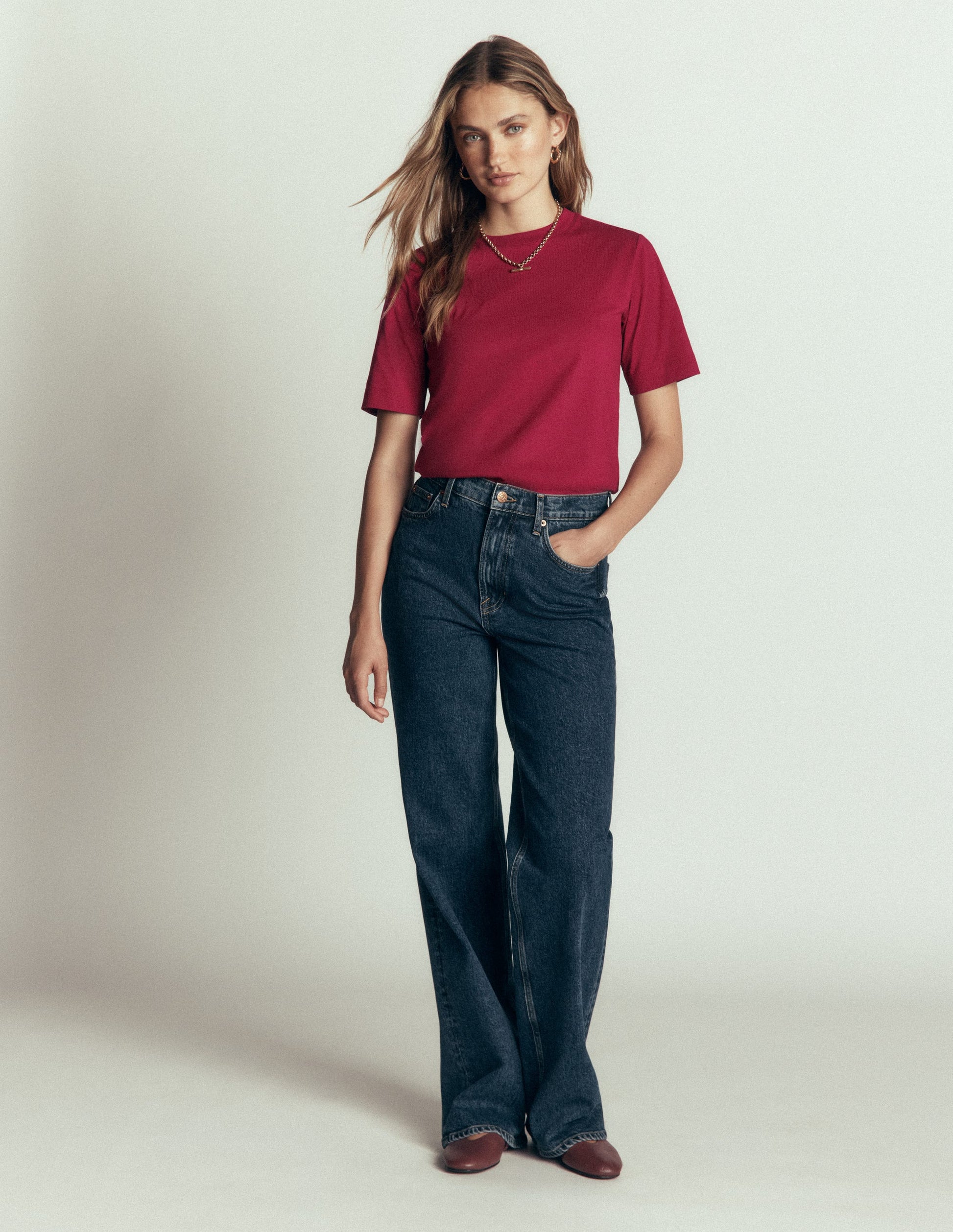Relaxed Cotton T-shirt-Ruby Red-4