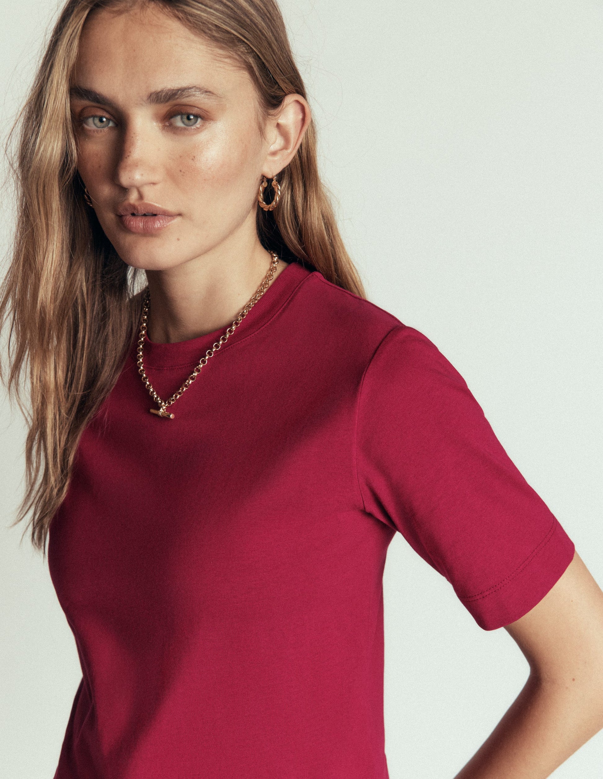 Relaxed Cotton T-shirt-Ruby Red-5