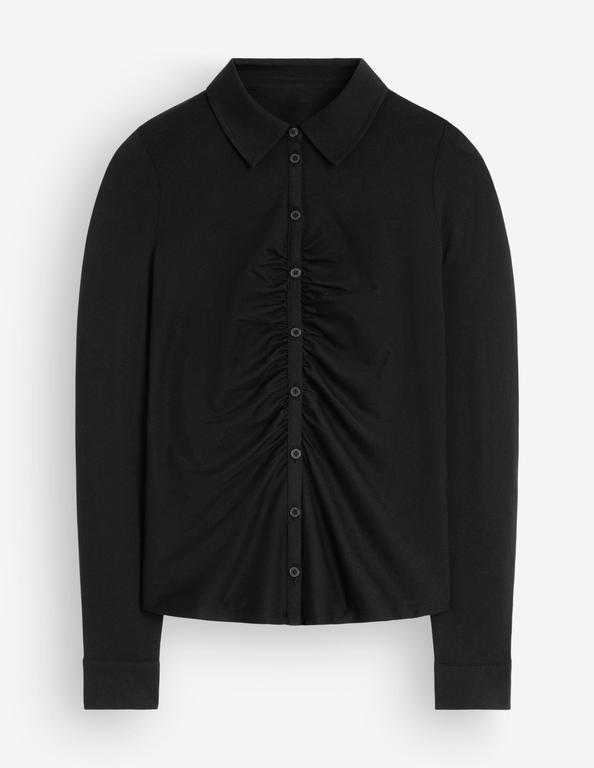Imi Gerafftes Jerseyhemd-Schwarz-5
