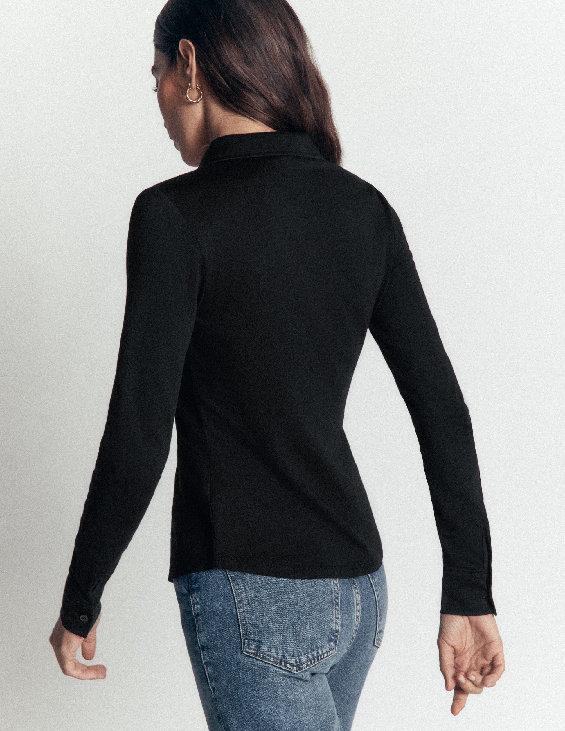 Imi Gerafftes Jerseyhemd-Schwarz-3