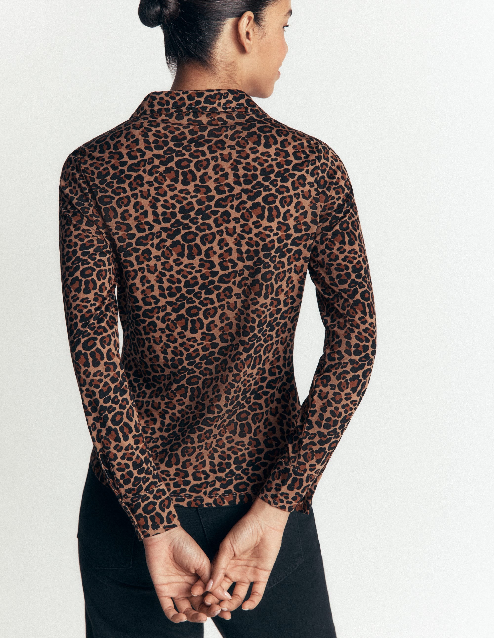 Supersoft Ruched Jersey Shirt-Camel, Leopard Fields - Image 2
