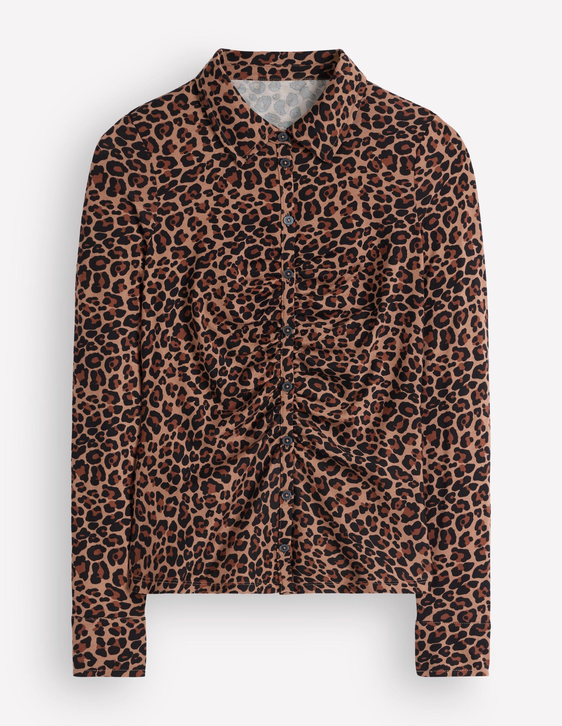 Supersoft Ruched Jersey Shirt-Camel, Leopard Fields-4