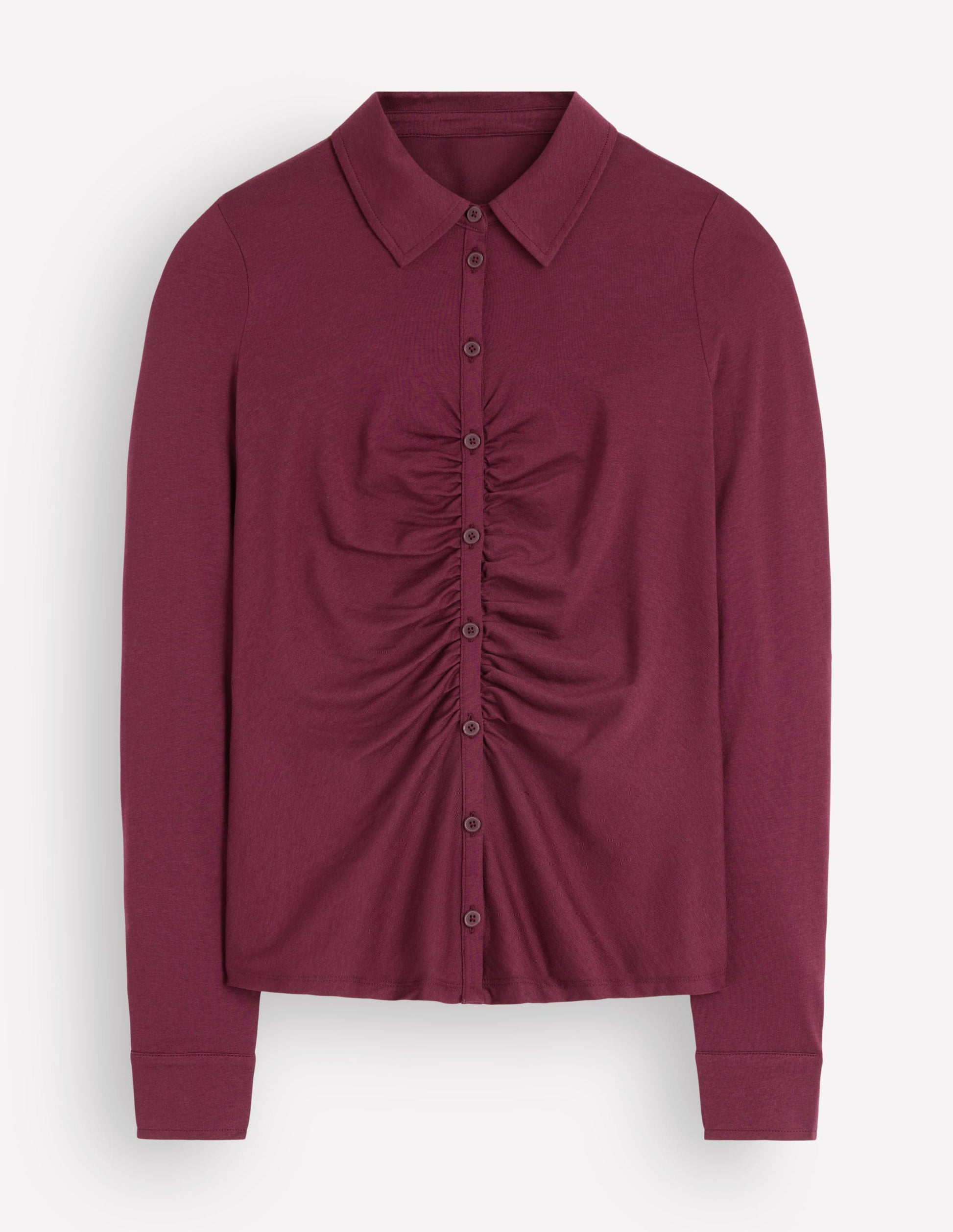 Imi Gerafftes Jerseyhemd-Dunkelviolett-6