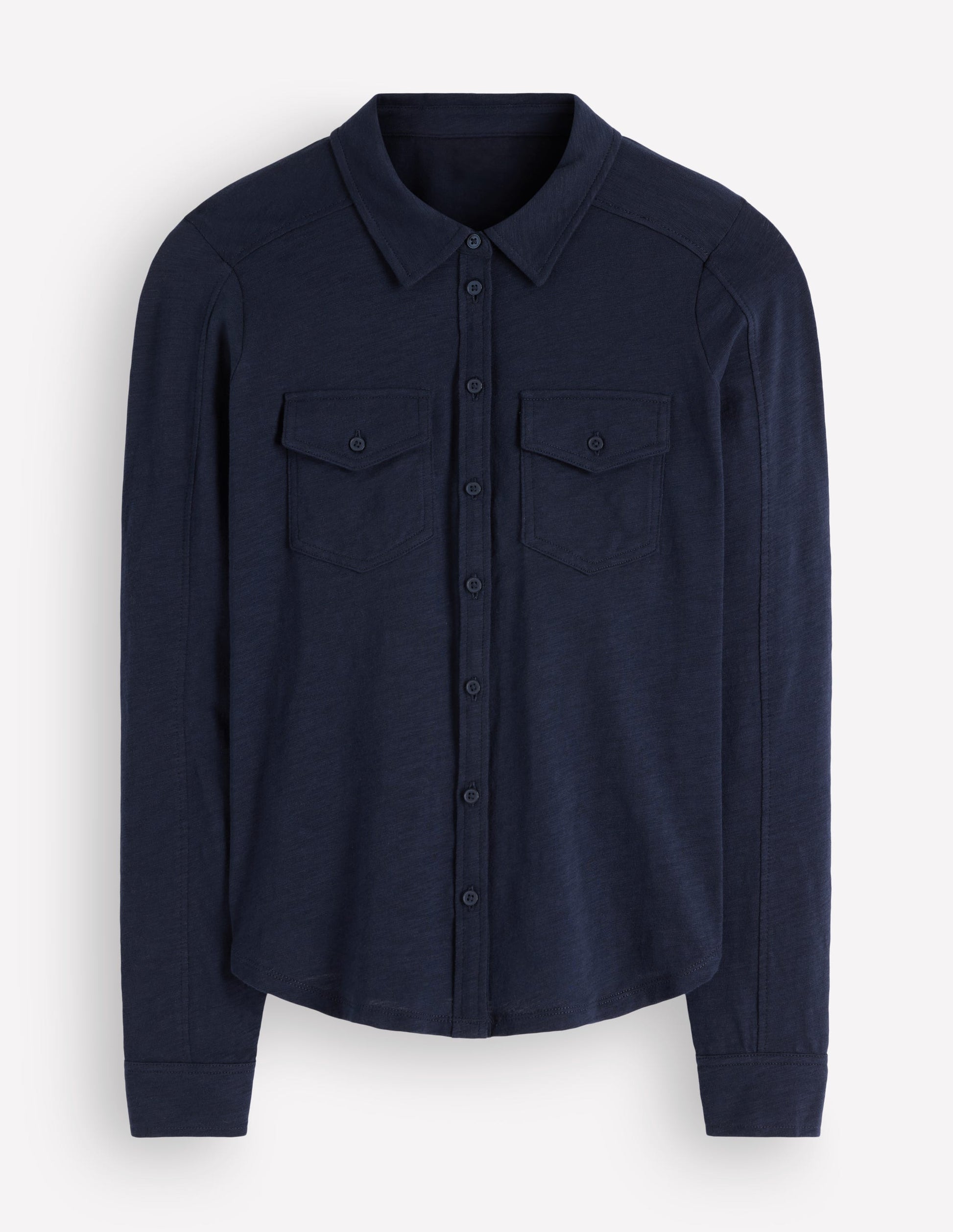 Jerseyhemd mit Ziernähten-Marineblau-5