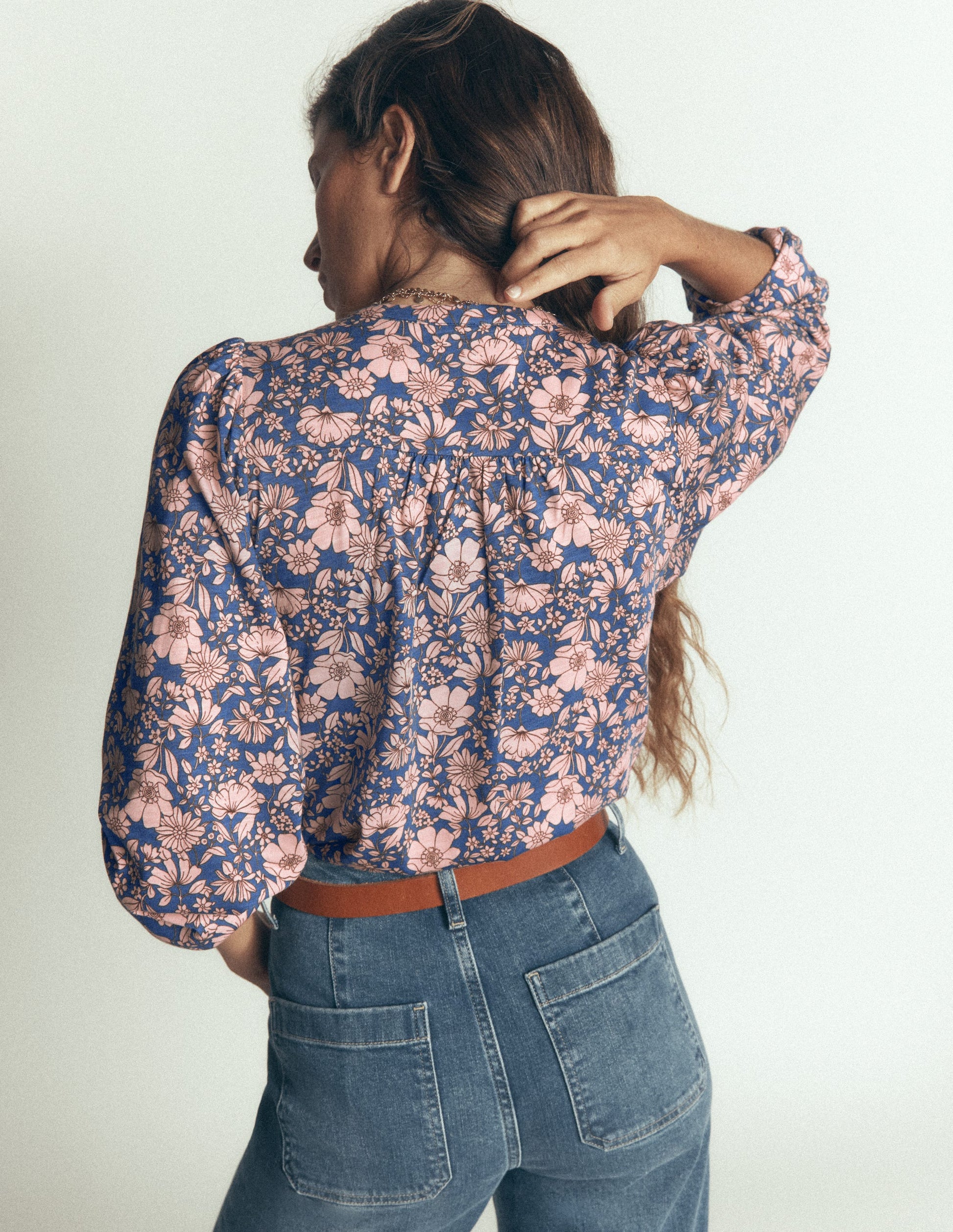 Ara Jerseyhemd-Rosa Rauchgrau, Blumenfeld-3