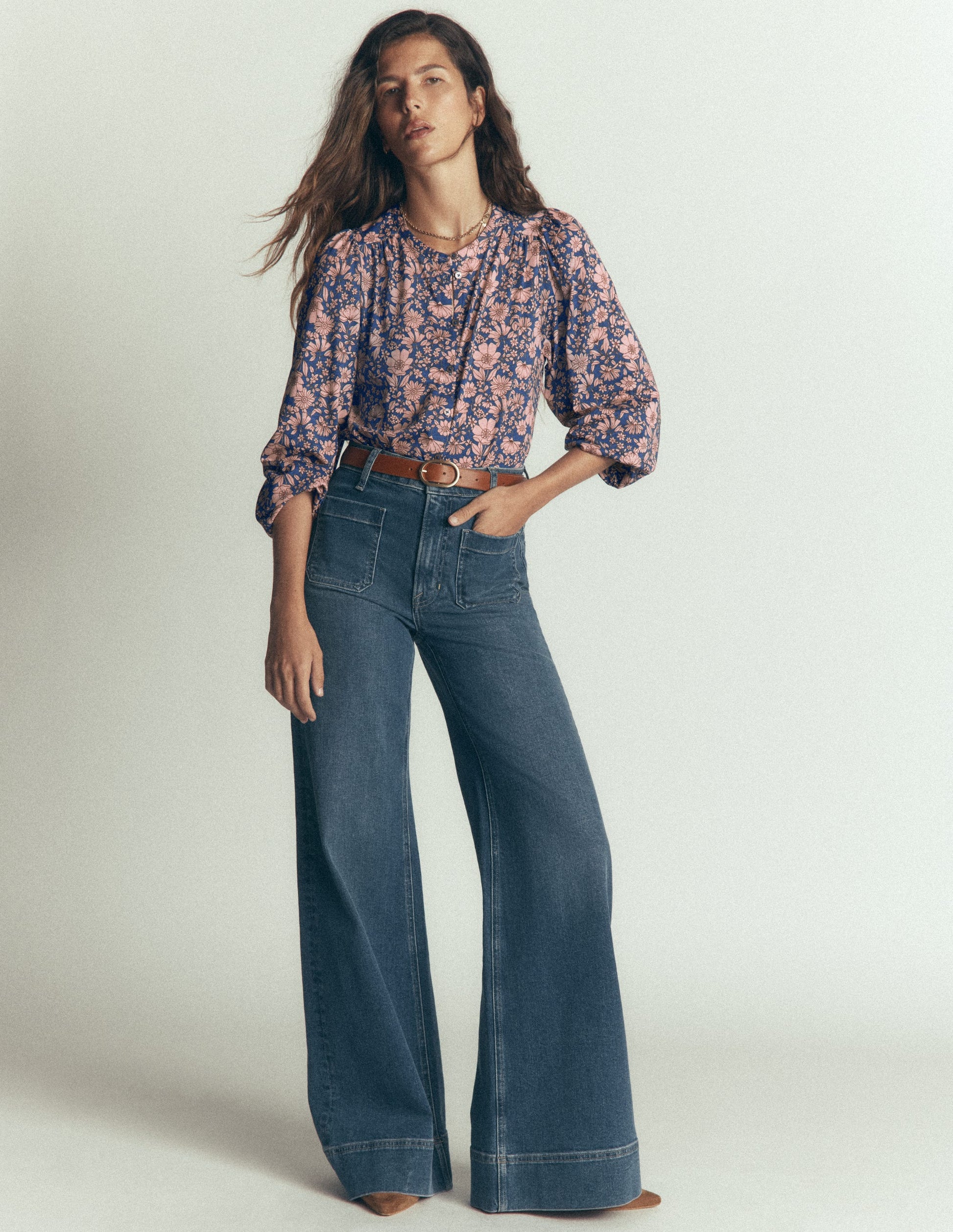 Ara Jerseyhemd-Rosa Rauchgrau, Blumenfeld-4